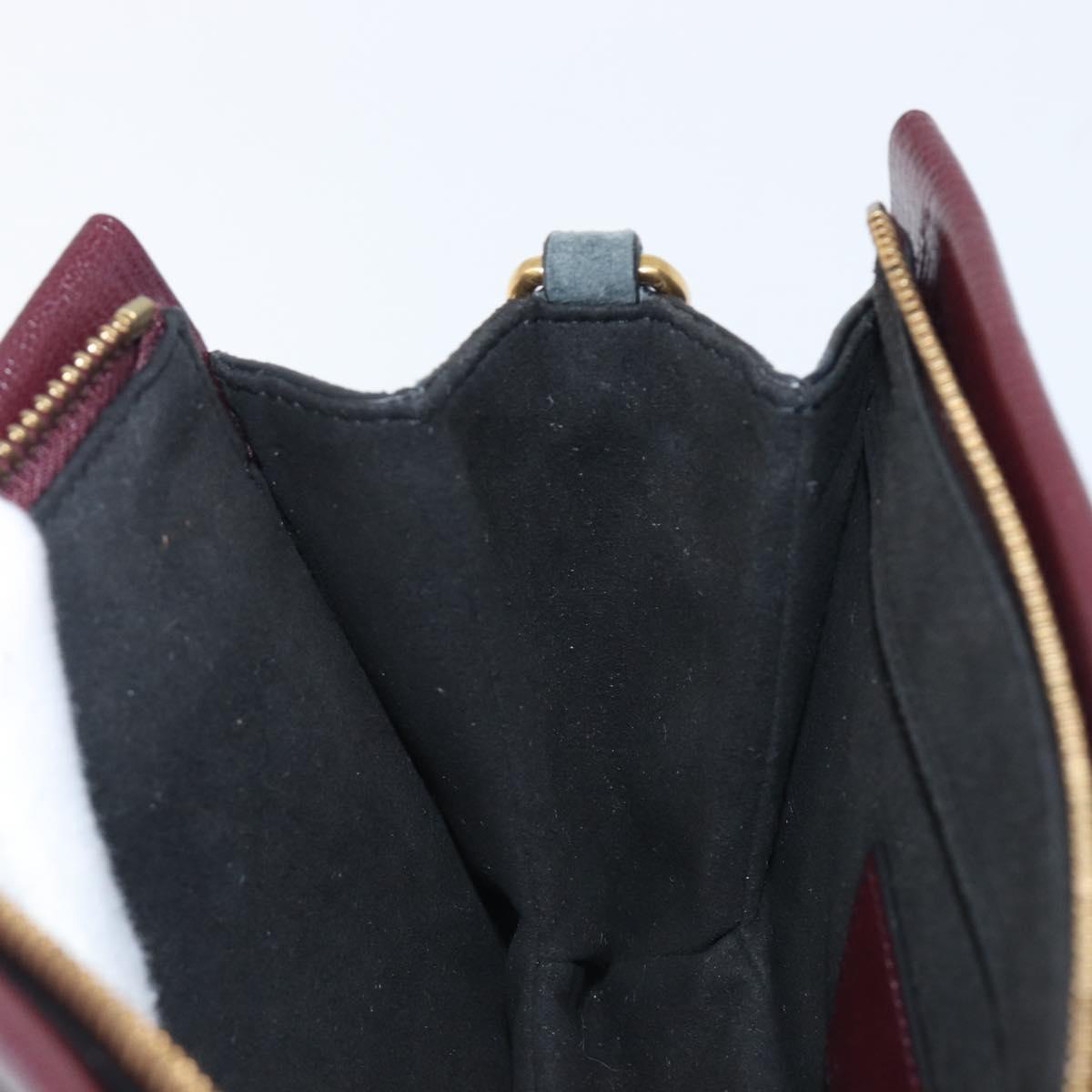 GIVENCHY Chain Shoulder Bag Leather 2way Wine Red Gold Auth 197889A