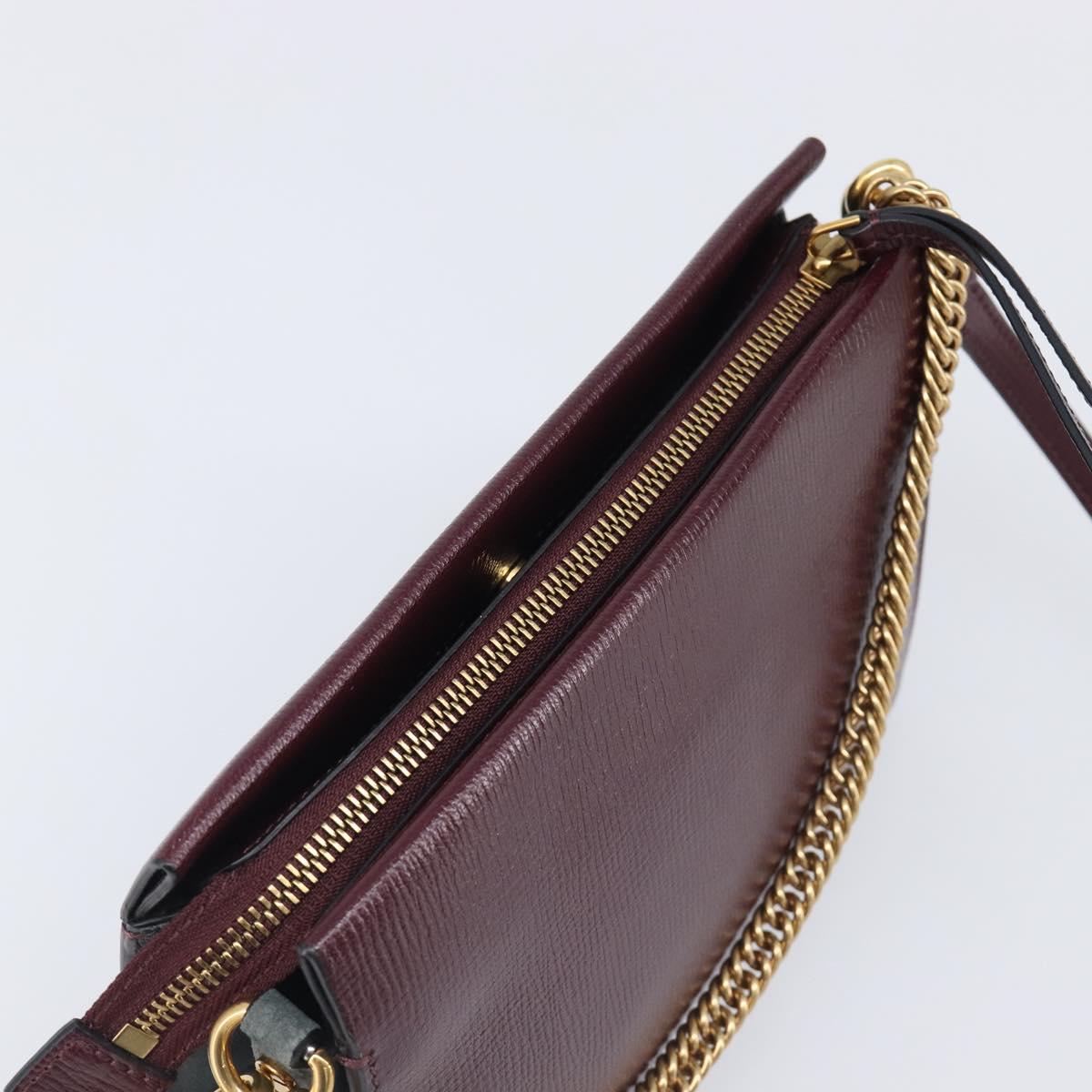 GIVENCHY Chain Shoulder Bag Leather 2way Wine Red Gold Auth 197889A
