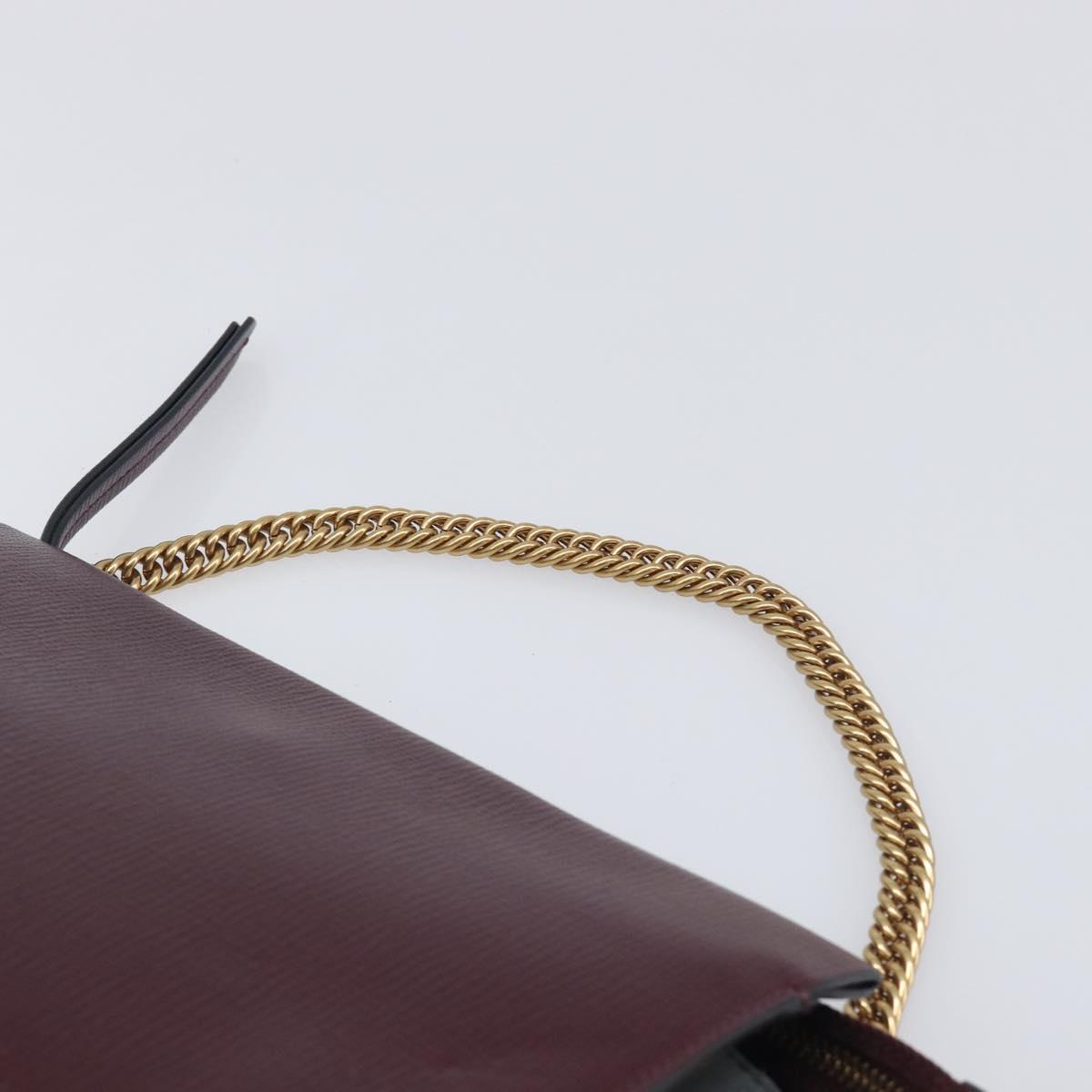 GIVENCHY Chain Shoulder Bag Leather 2way Wine Red Gold Auth 197889A