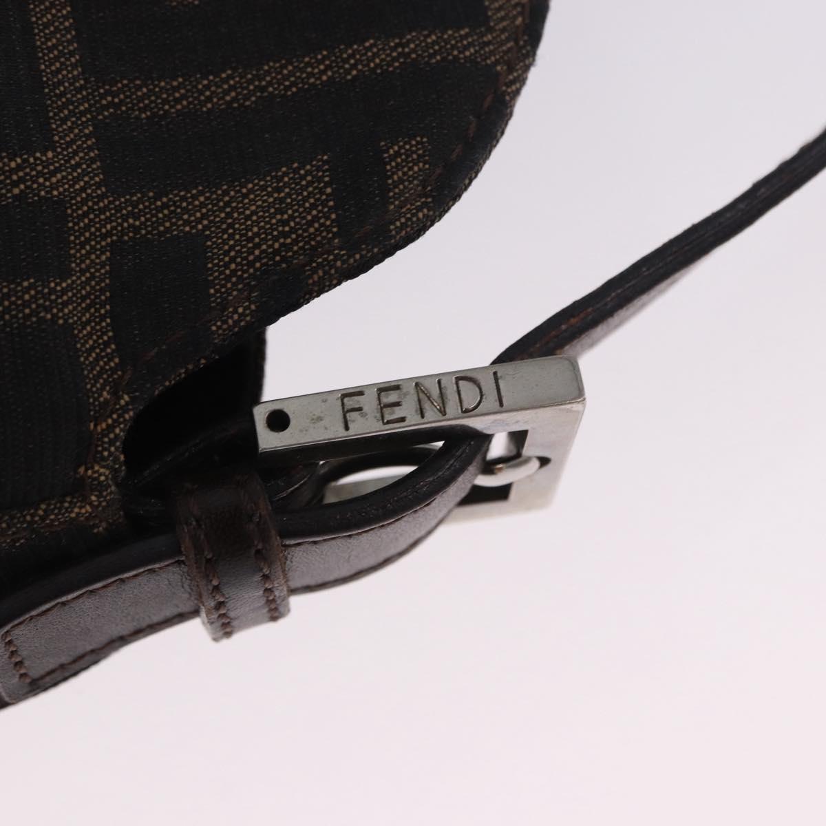 FENDI Zucca Canvas Mamma Baguette Shoulder Bag Black Brown Auth 197893A