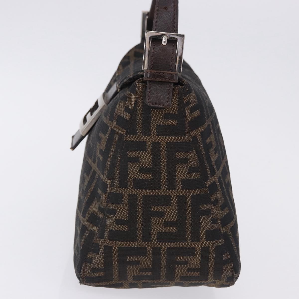 FENDI Zucca Canvas Mamma Baguette Shoulder Bag Black Brown Auth 197893A