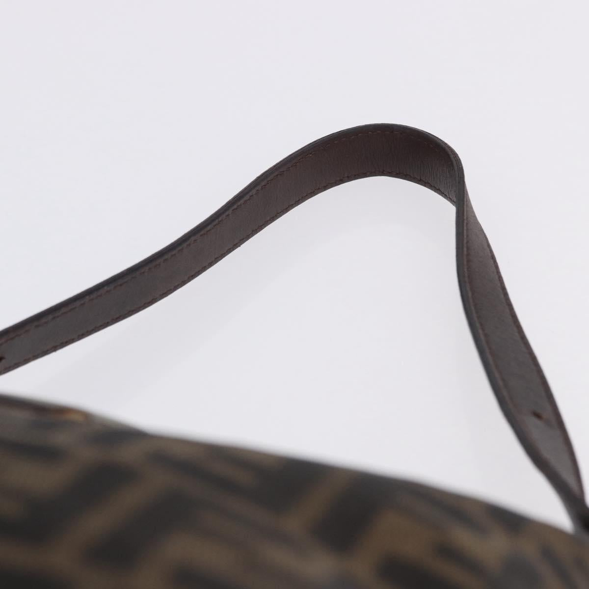 FENDI Zucca Canvas Mamma Baguette Shoulder Bag Black Brown Auth 197893A