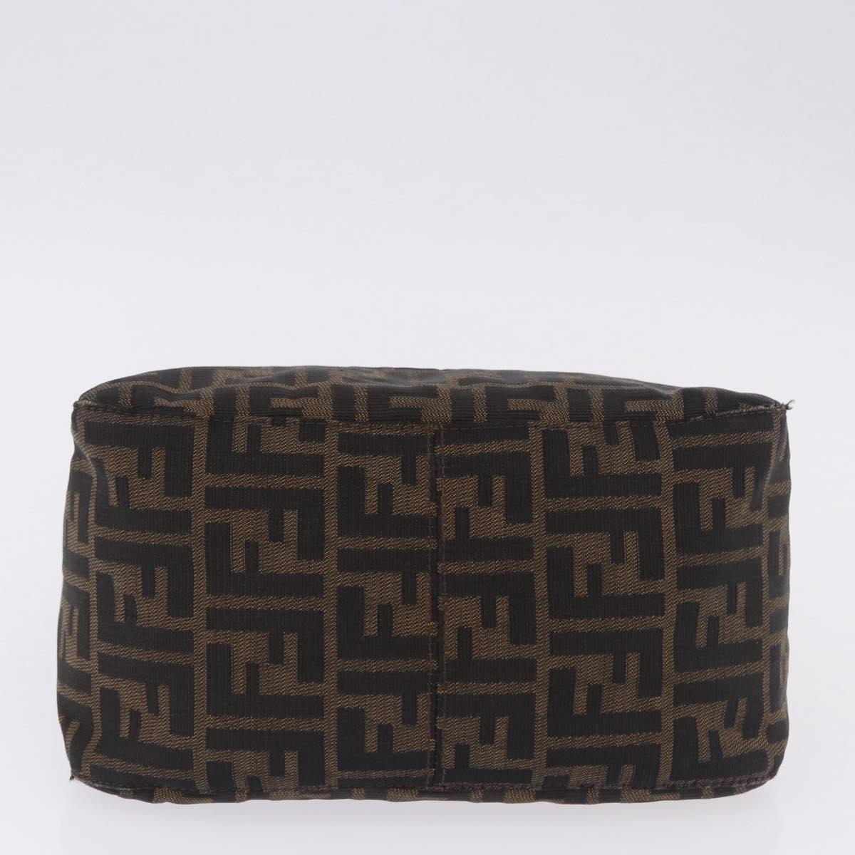 FENDI Zucca Canvas Mamma Baguette Shoulder Bag Black Brown Auth 197893A