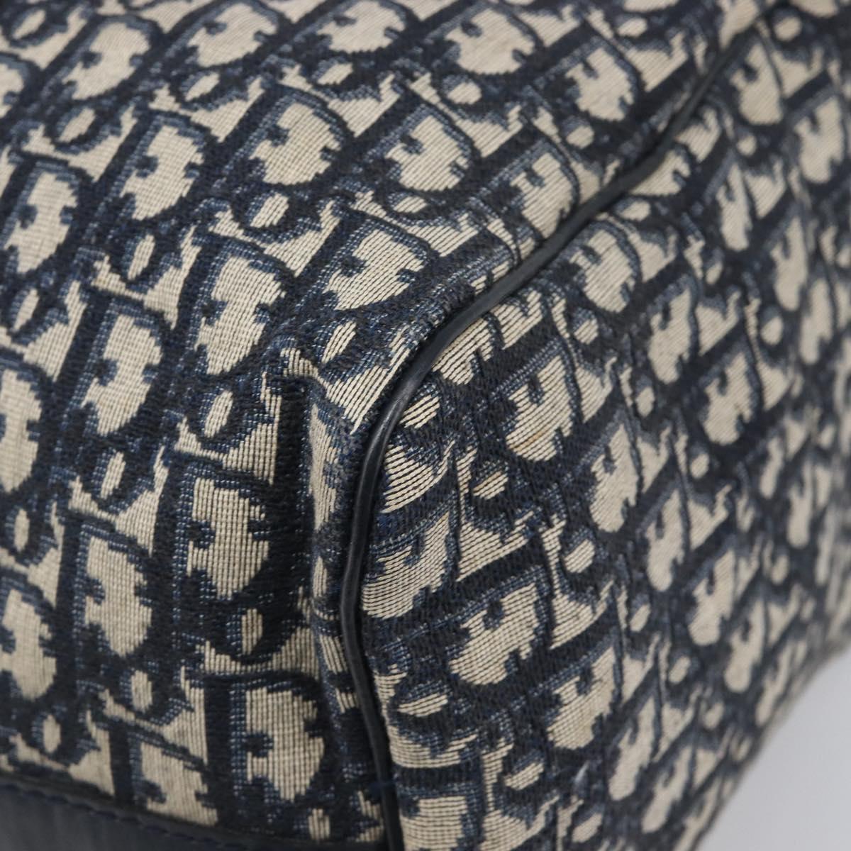 Christian Dior Trotter Canvas Mini Boston Bag Navy Silver Auth 197898A