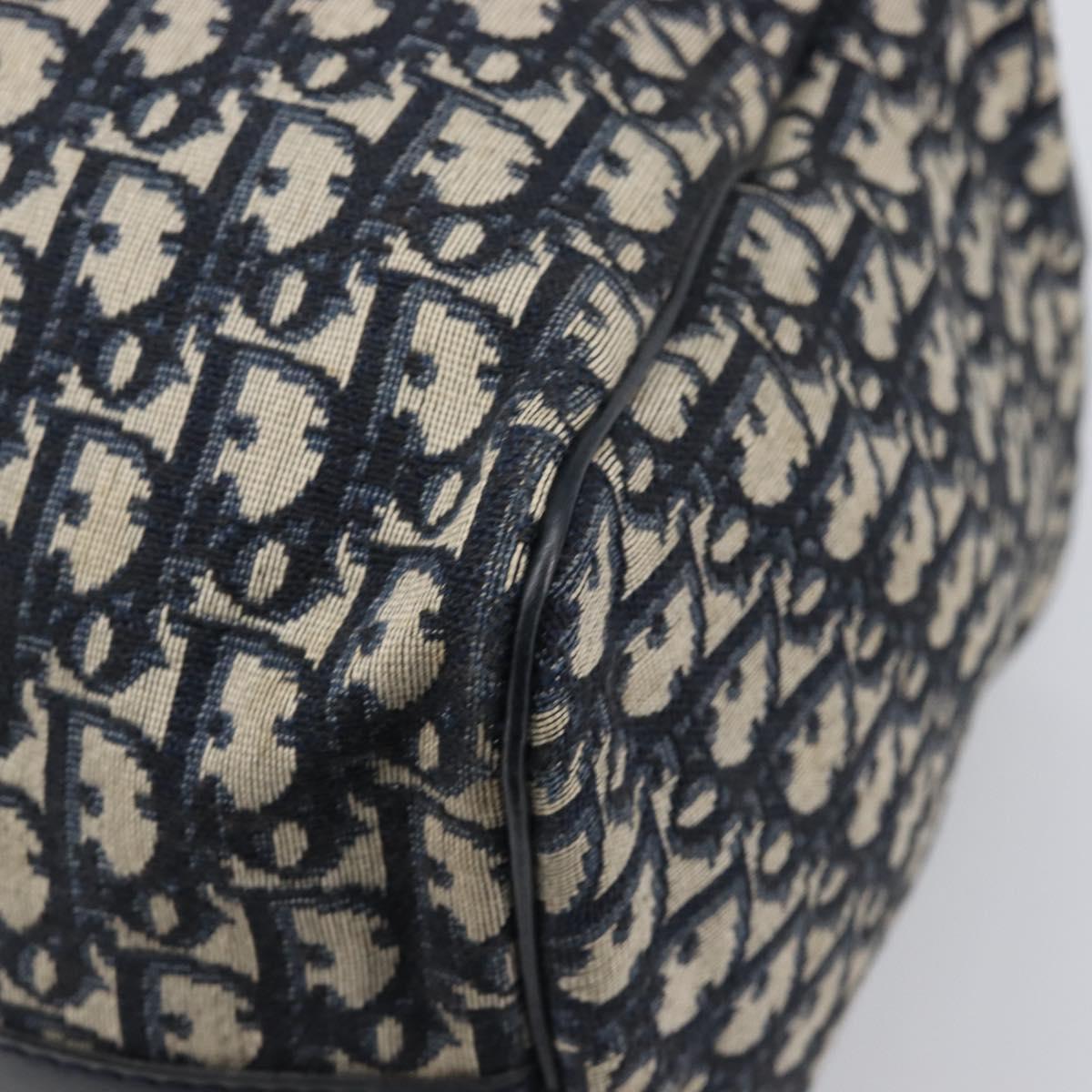 Christian Dior Trotter Canvas Mini Boston Bag Navy Silver Auth 197898A