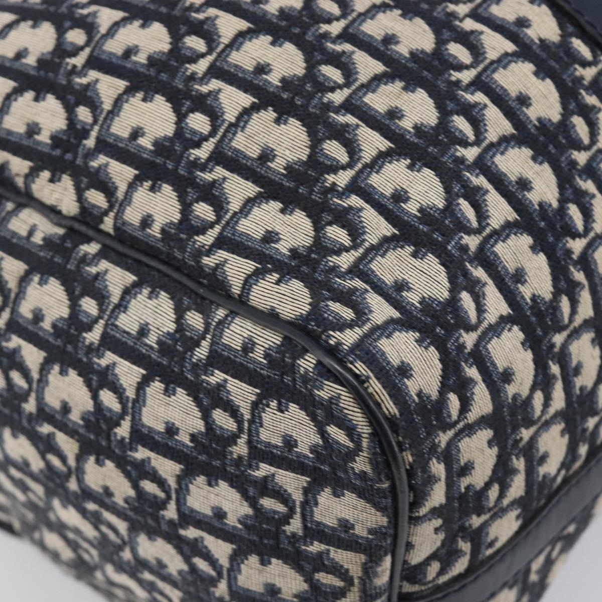 Christian Dior Trotter Canvas Mini Boston Bag Navy Silver Auth 197898A