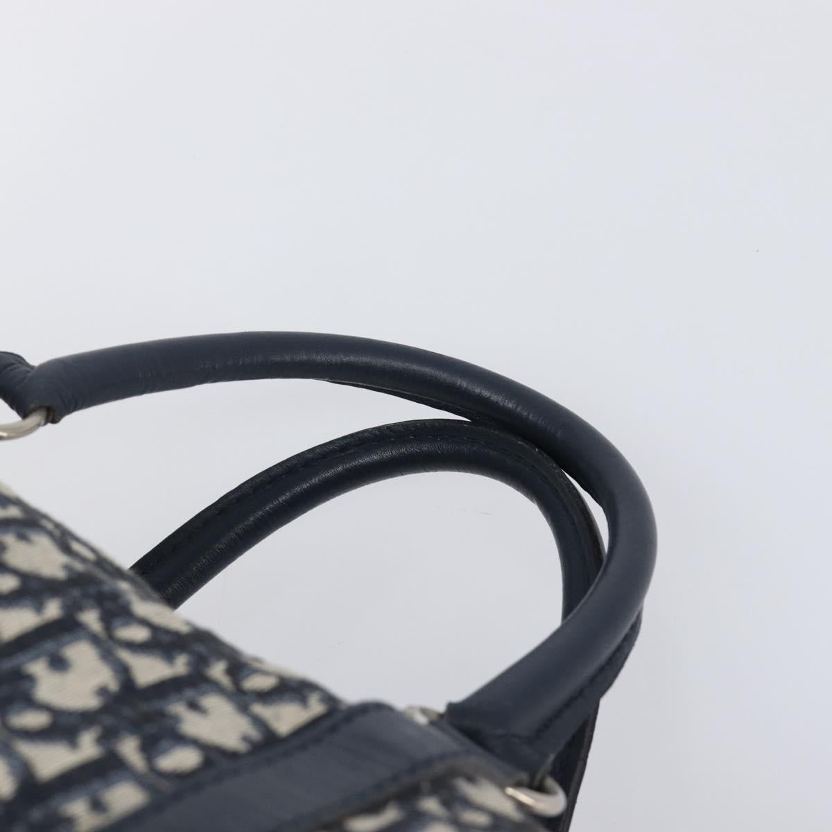 Christian Dior Trotter Canvas Mini Boston Bag Navy Silver Auth 197898A