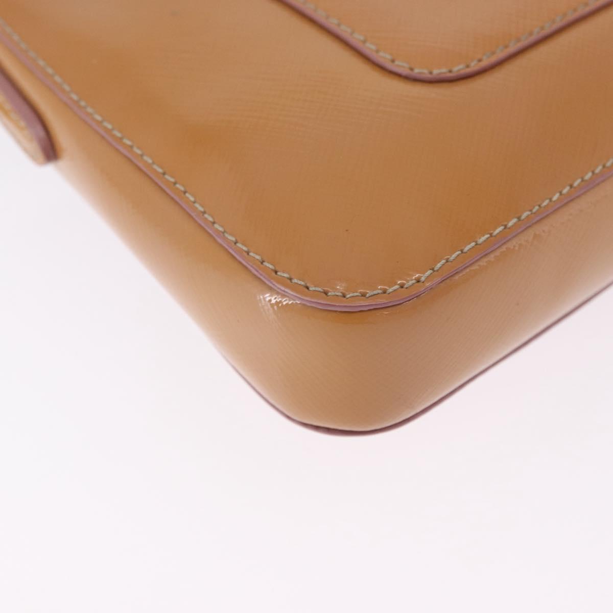 PRADA Chain Hand Pouch Patent Leather Pink Gold Auth 197902V