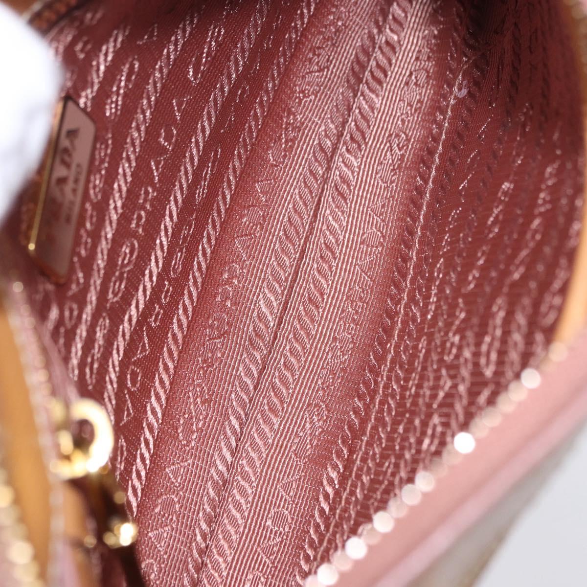 PRADA Chain Hand Pouch Patent Leather Pink Gold Auth 197902V