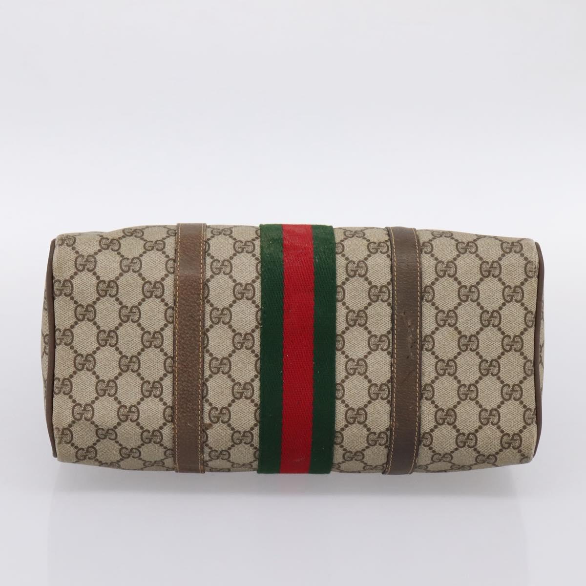 GUCCI GG Supreme Web Sherry Line Hand Bag PVC Beige Gold 40 02 007 Auth 197903