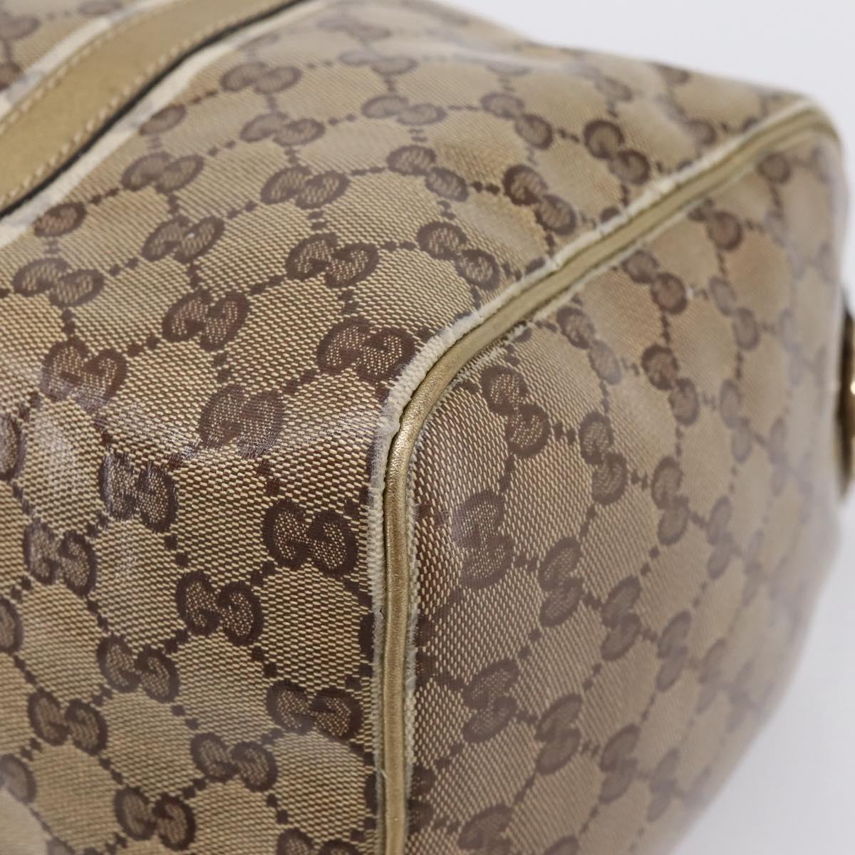 GUCCI GG Crystal Boston Bag Coated Canvas Gold 193603 Auth 197908