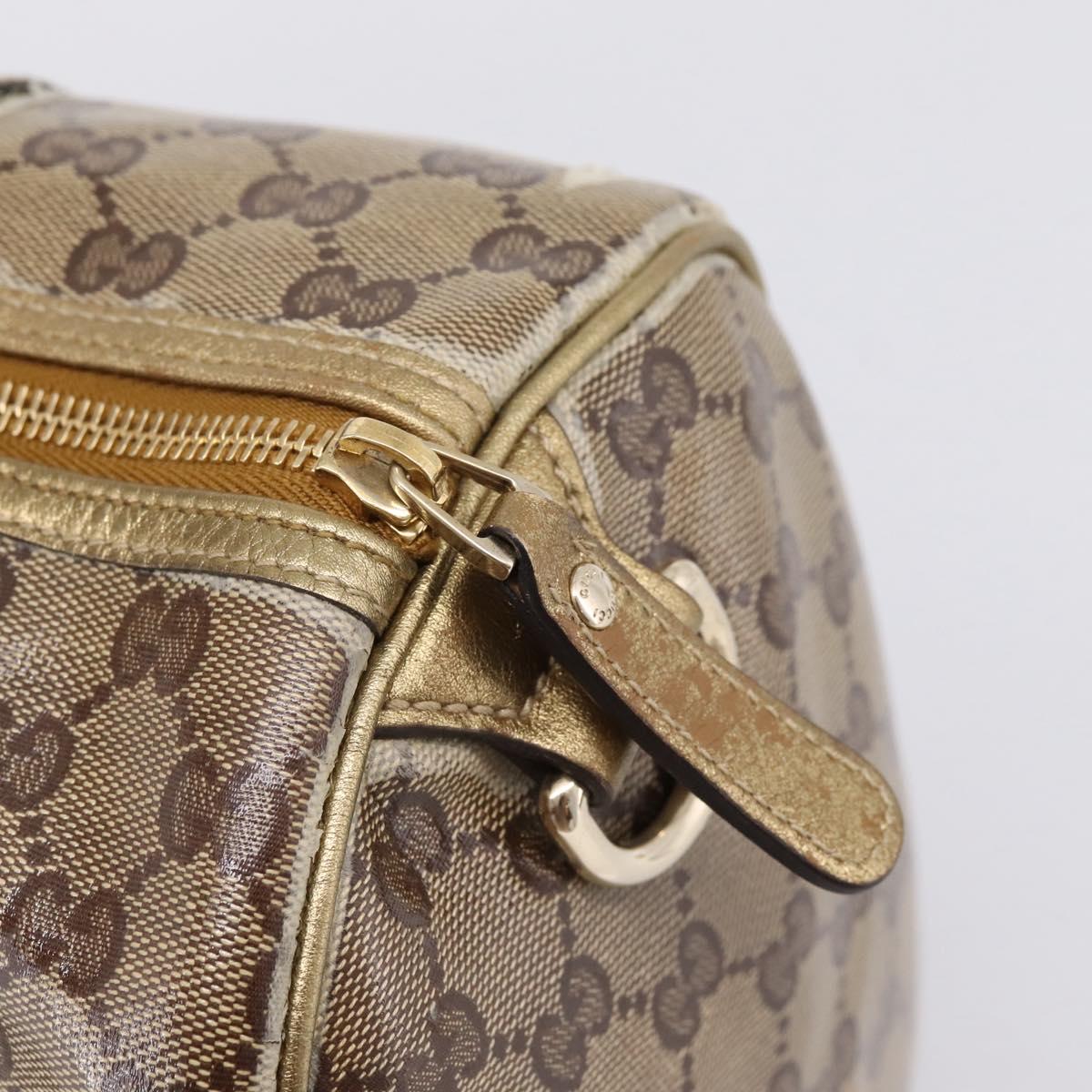 GUCCI GG Crystal Boston Bag Coated Canvas Gold 193603 Auth 197908