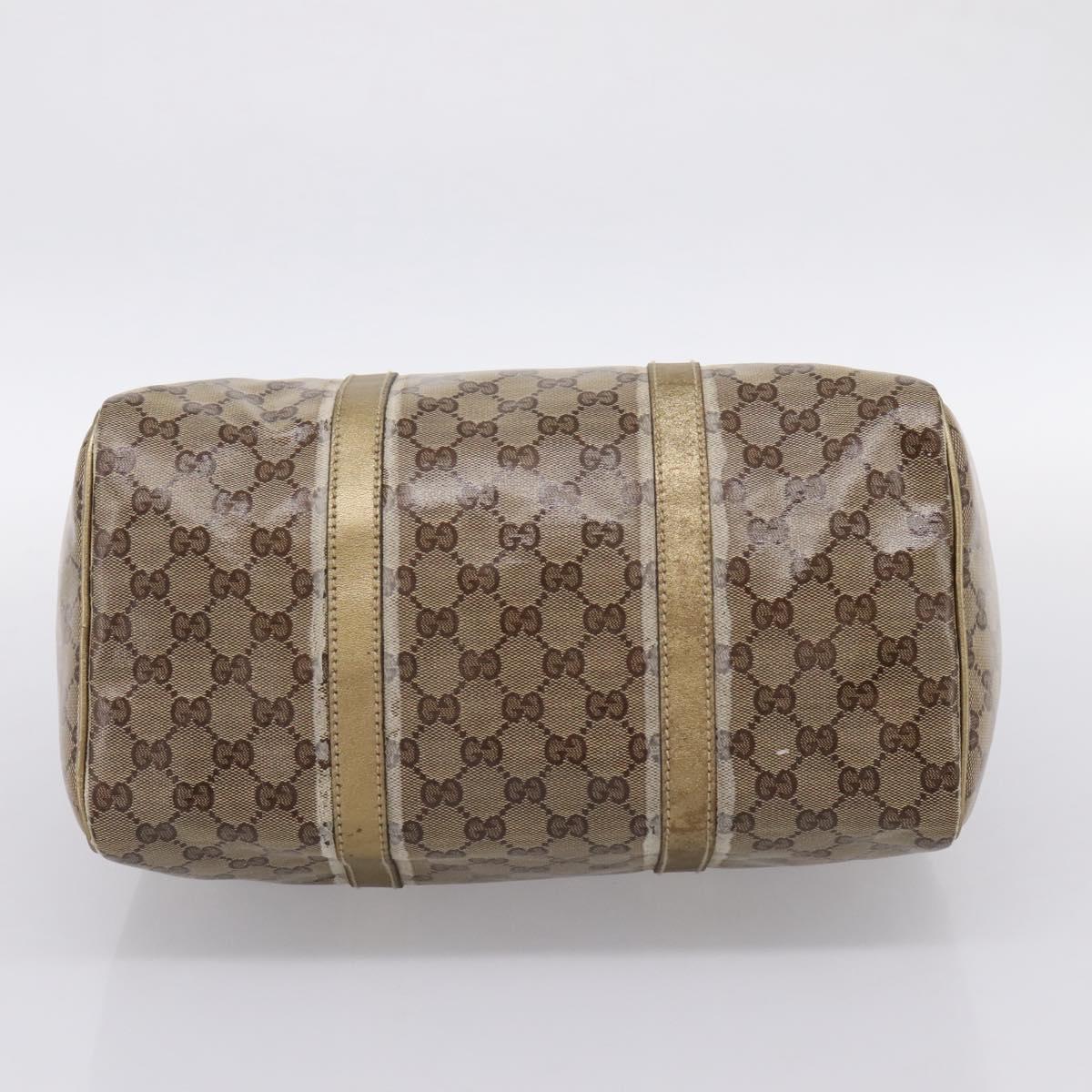 GUCCI GG Crystal Boston Bag Coated Canvas Gold 193603 Auth 197908