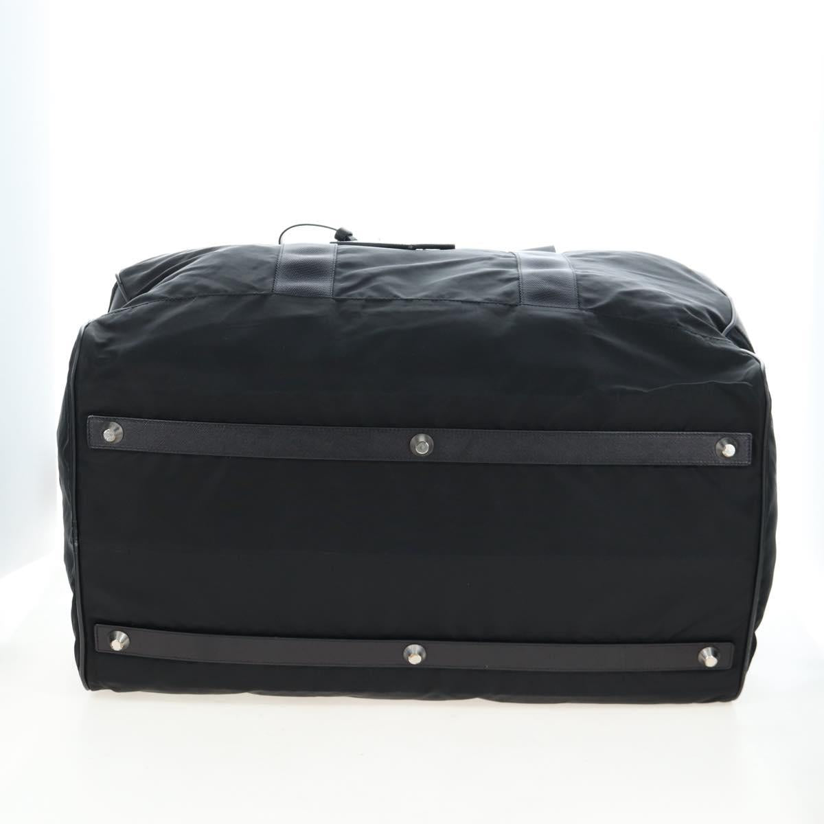 PRADA Boston Bag Nylon 2way Black Silver Auth 197909V