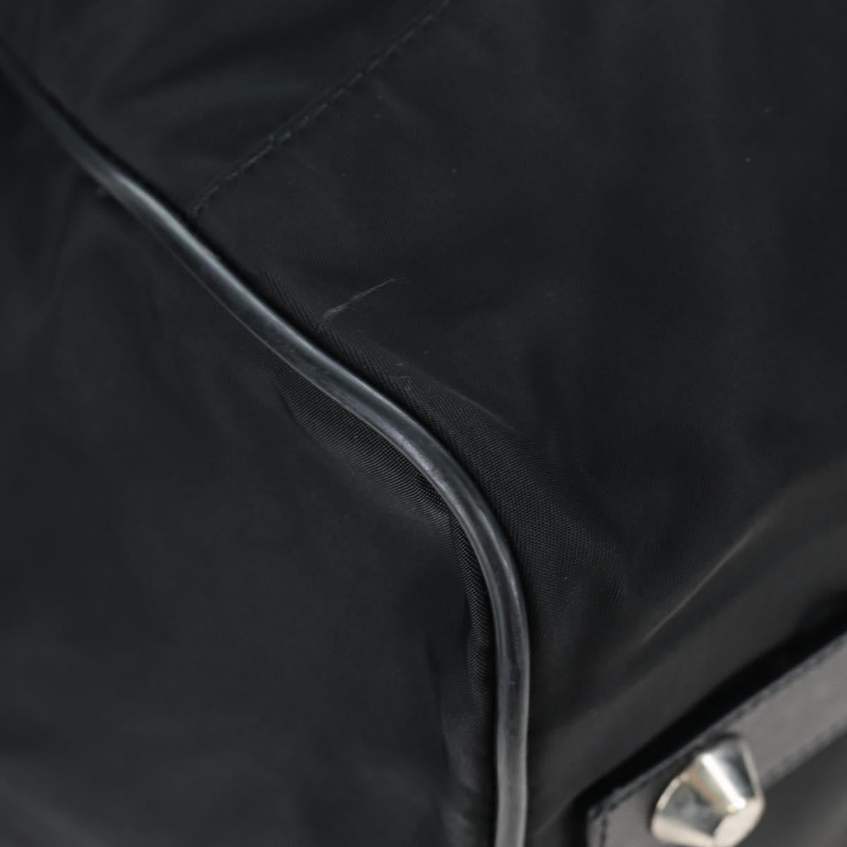 PRADA Boston Bag Nylon 2way Black Silver Auth 197909V