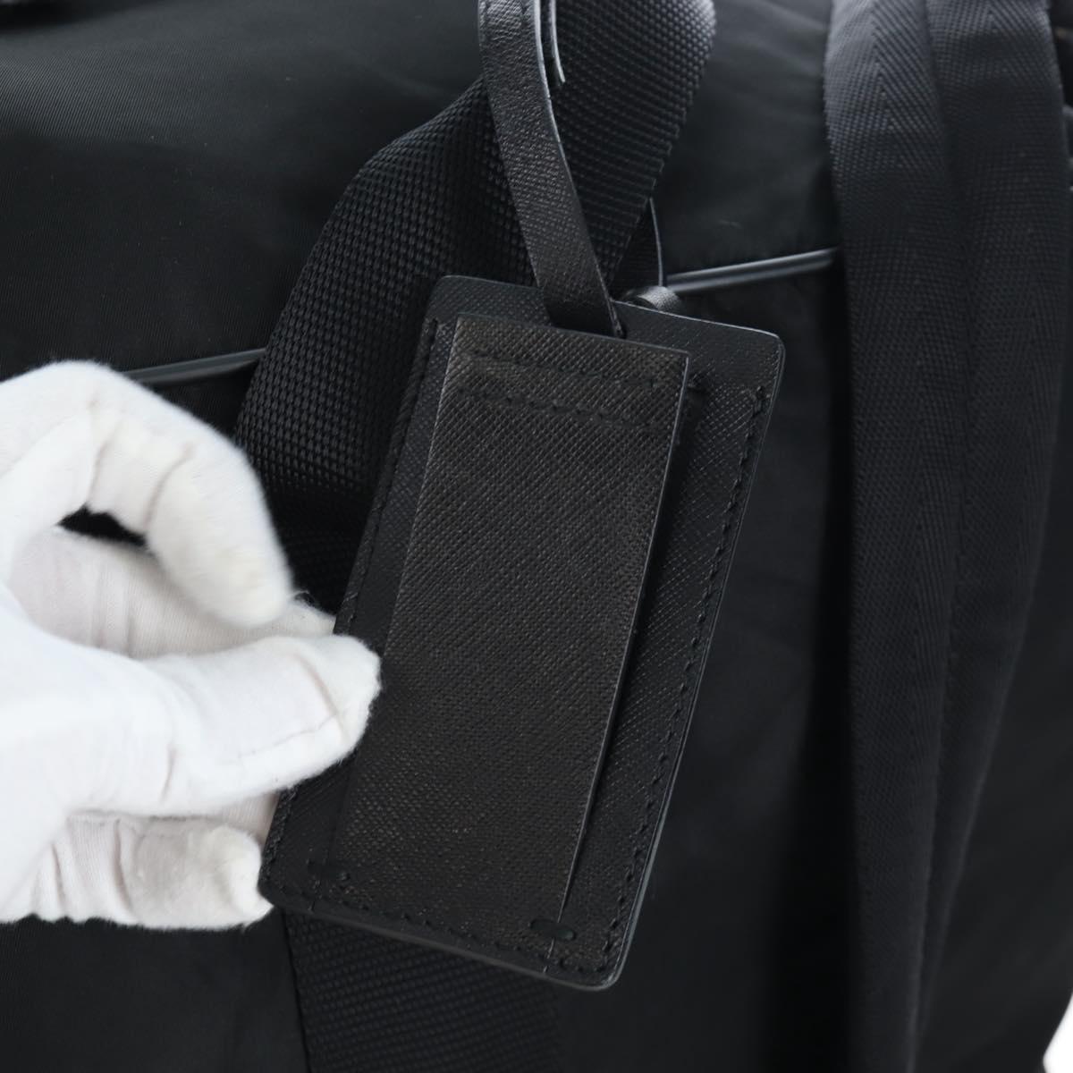 PRADA Boston Bag Nylon 2way Black Silver Auth 197909V