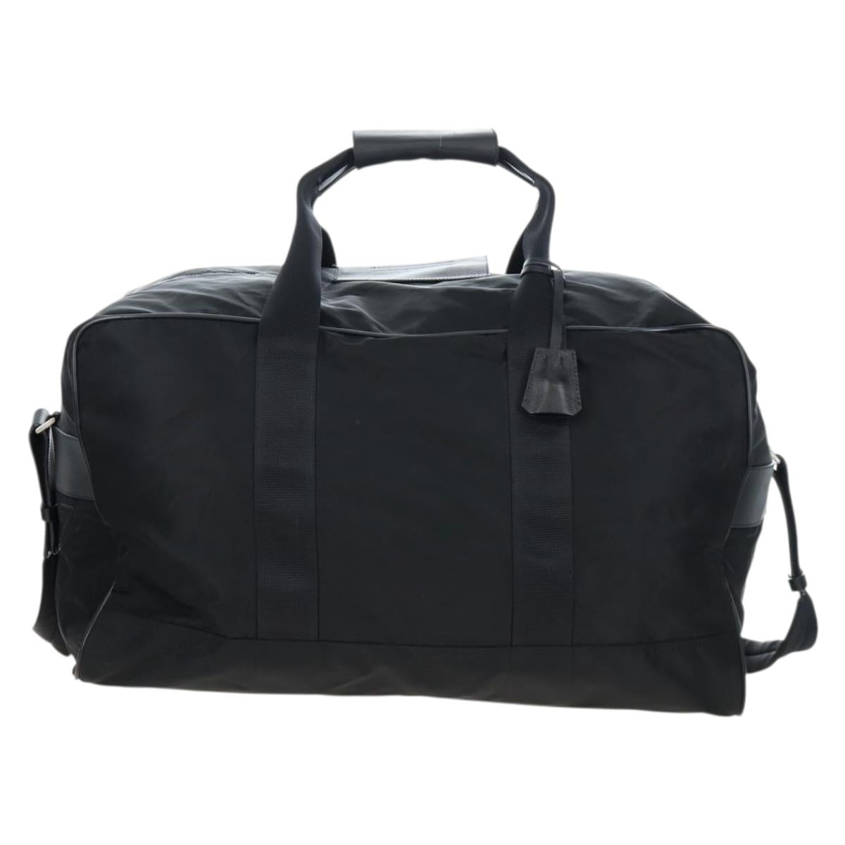 PRADA Boston Bag Nylon 2way Black Silver Auth 197909V