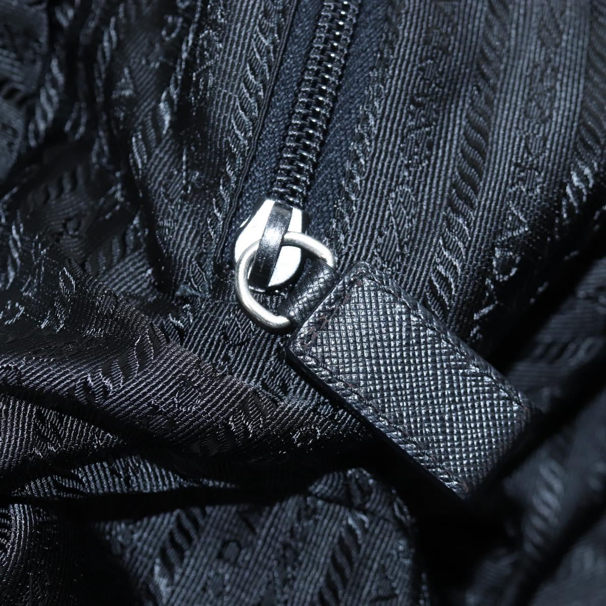 PRADA Boston Bag Nylon 2way Black Silver Auth 197909V