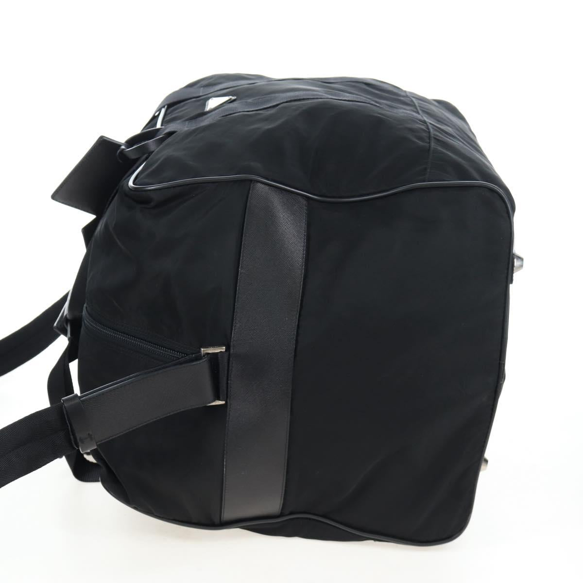 PRADA Boston Bag Nylon 2way Black Silver Auth 197909V