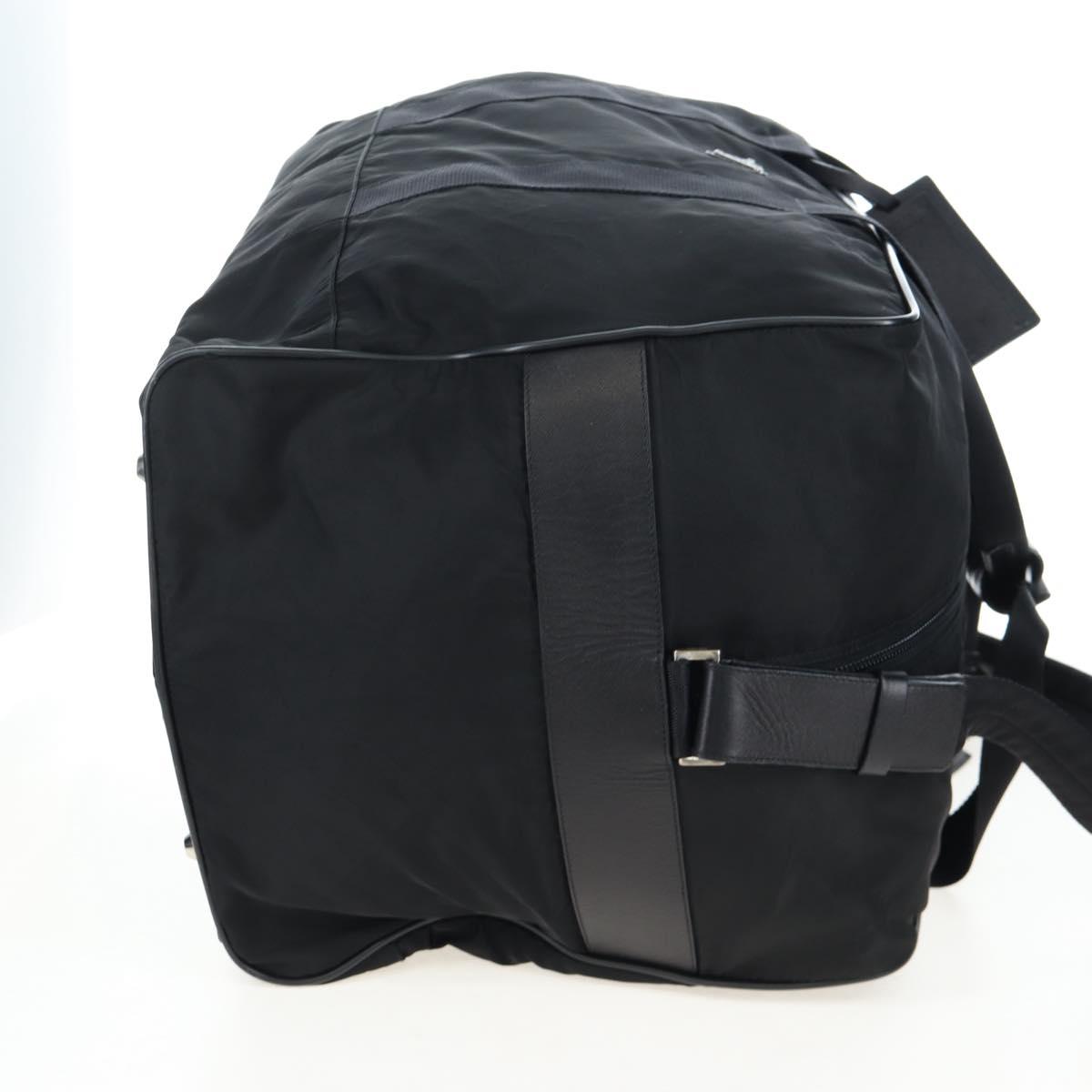 PRADA Boston Bag Nylon 2way Black Silver Auth 197909V