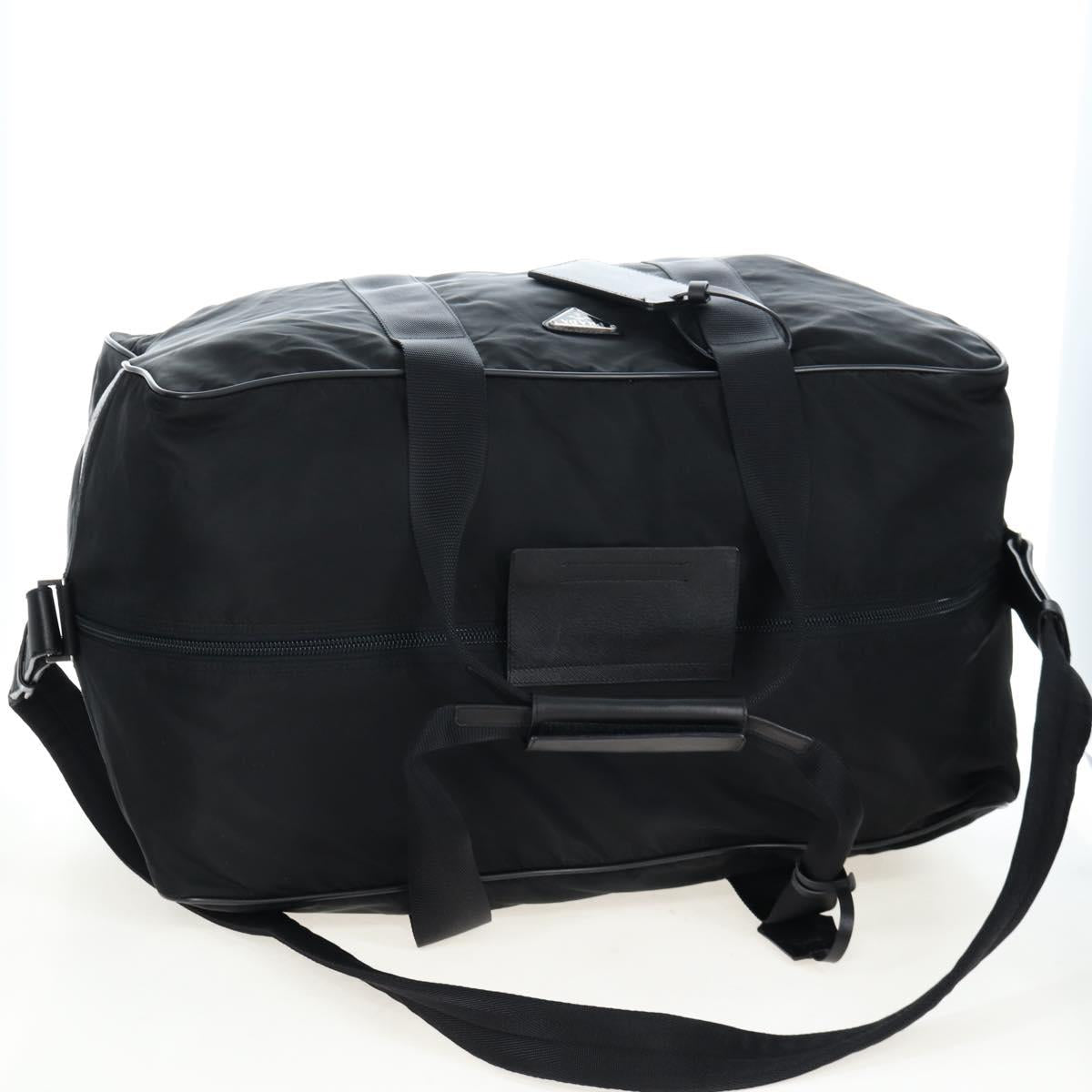 PRADA Boston Bag Nylon 2way Black Silver Auth 197909V