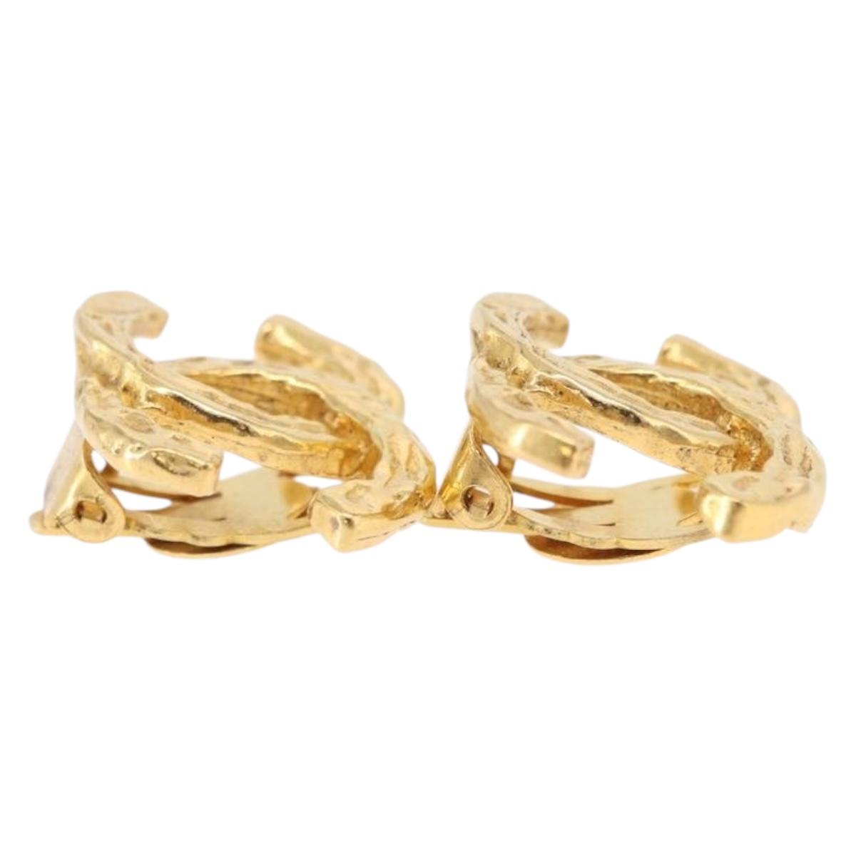 CHANEL Earring Metal Gold Tone CC Auth 197919M