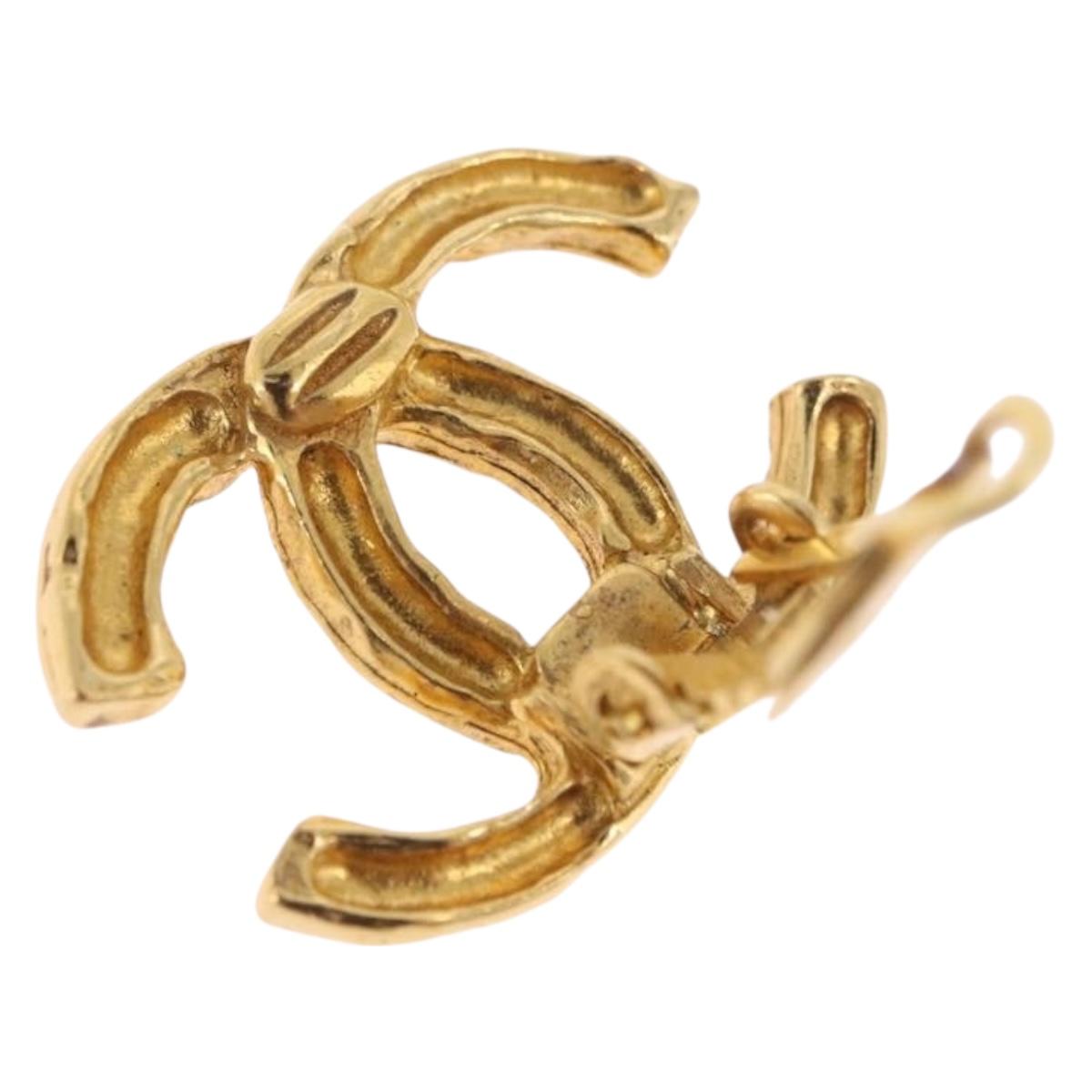 CHANEL Earring Metal Gold Tone CC Auth 197919M