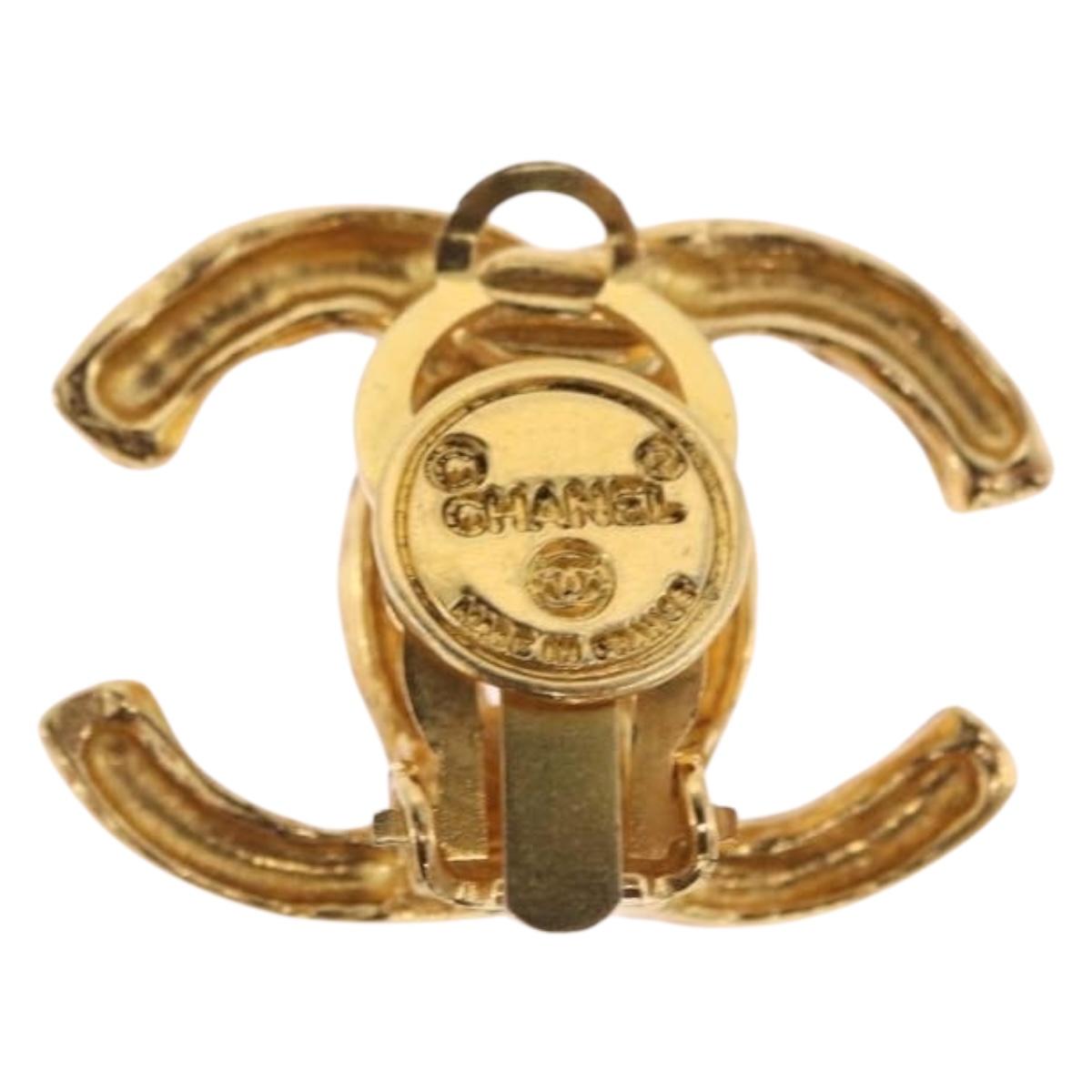 CHANEL Earring Metal Gold Tone CC Auth 197919M