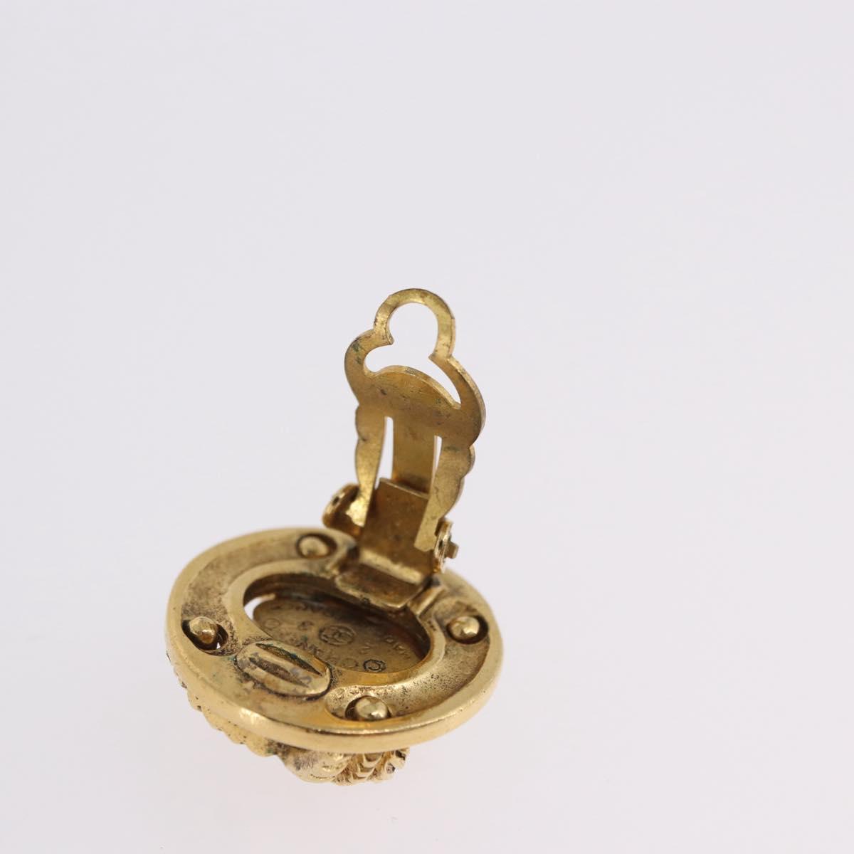 CHANEL Earring Metal Gold Tone CC Auth 197920