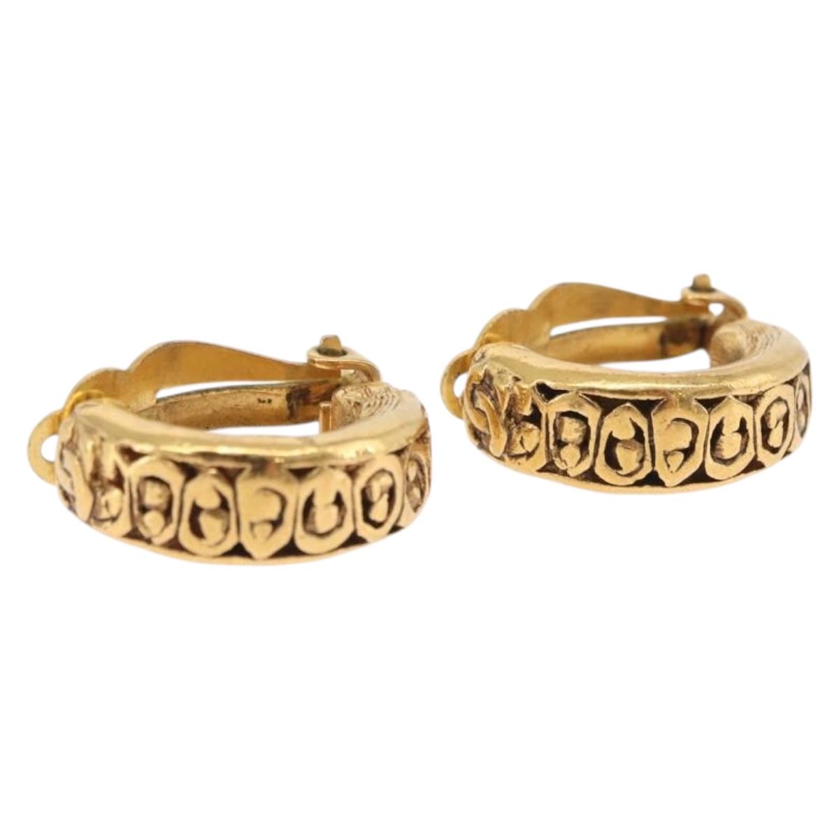 CHANEL Earring Metal Gold Tone CC Auth 197925