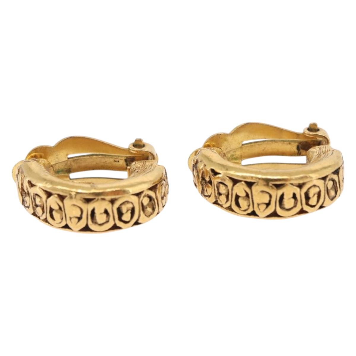 CHANEL Earring Metal Gold Tone CC Auth 197925