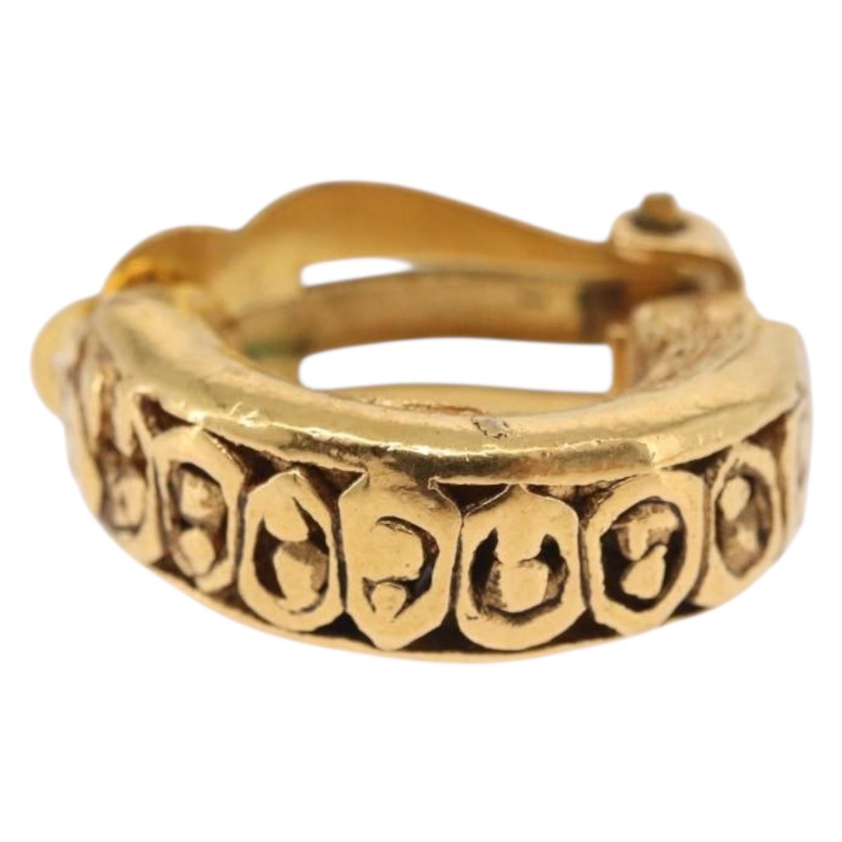 CHANEL Earring Metal Gold Tone CC Auth 197925