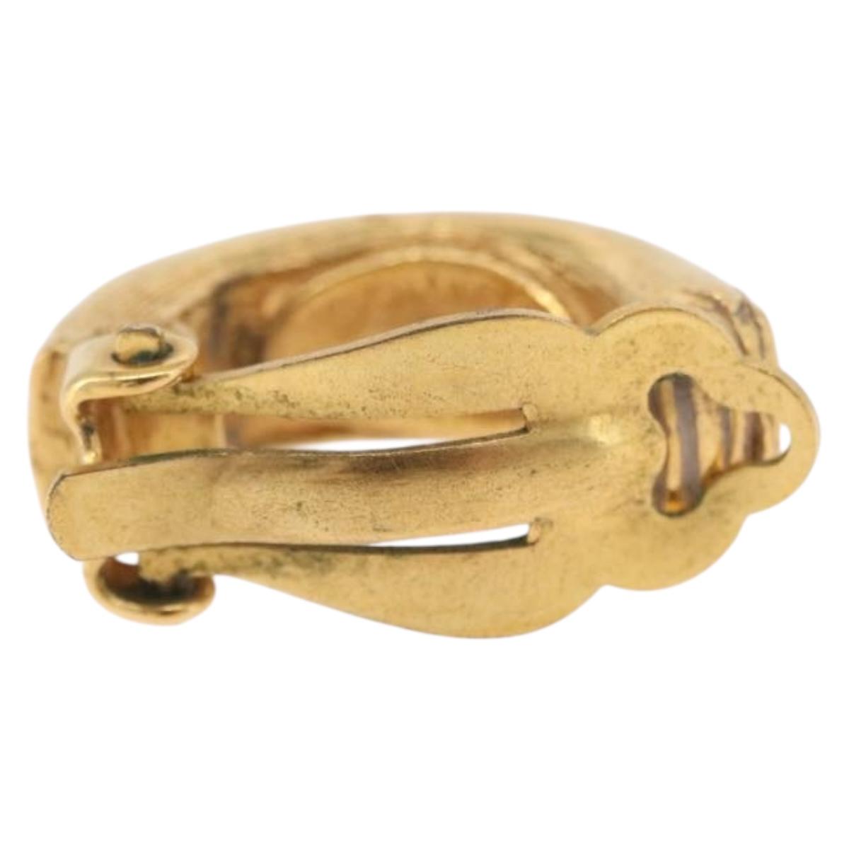 CHANEL Earring Metal Gold Tone CC Auth 197925
