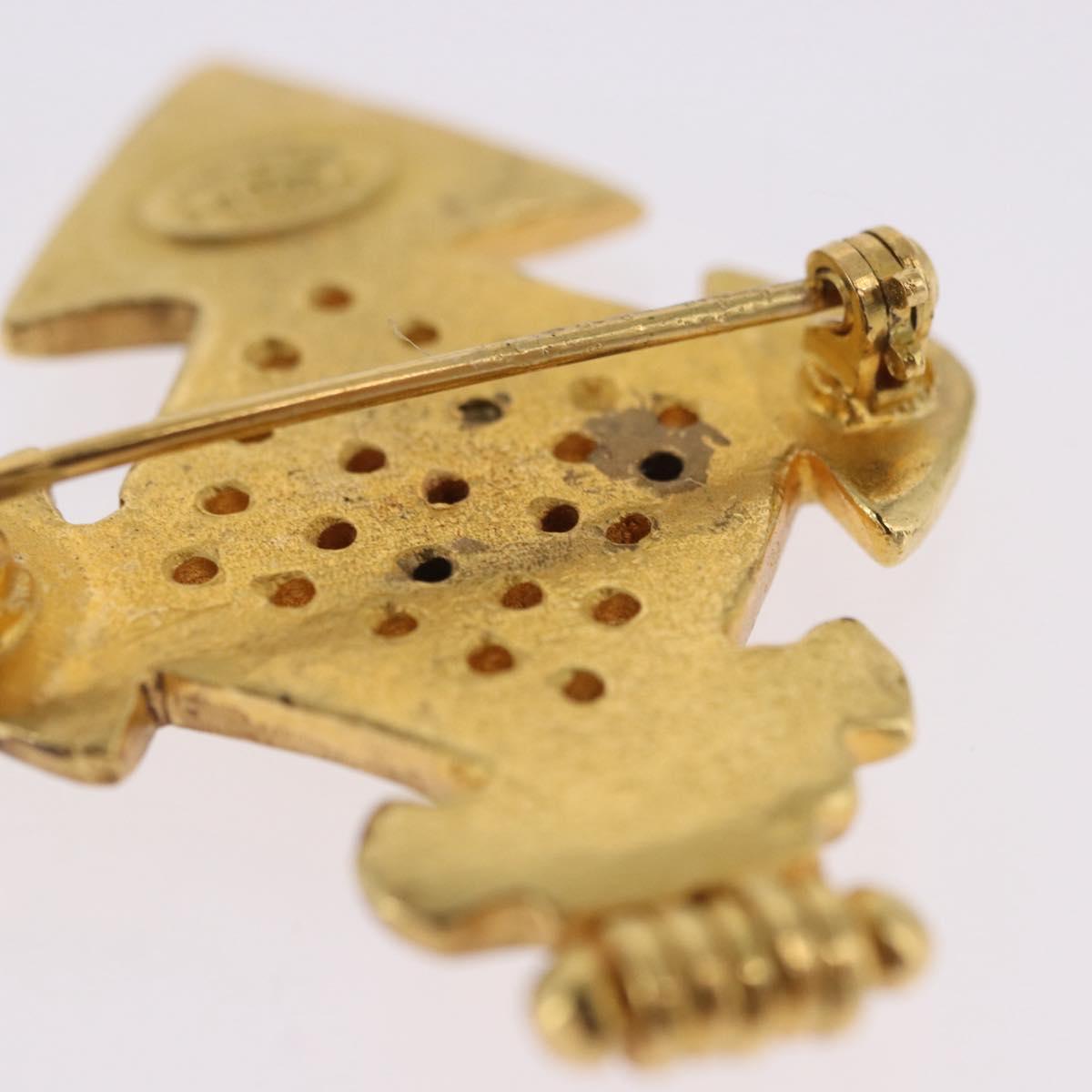 CHANEL Brooch Metal Gold Tone CC Auth 197927M