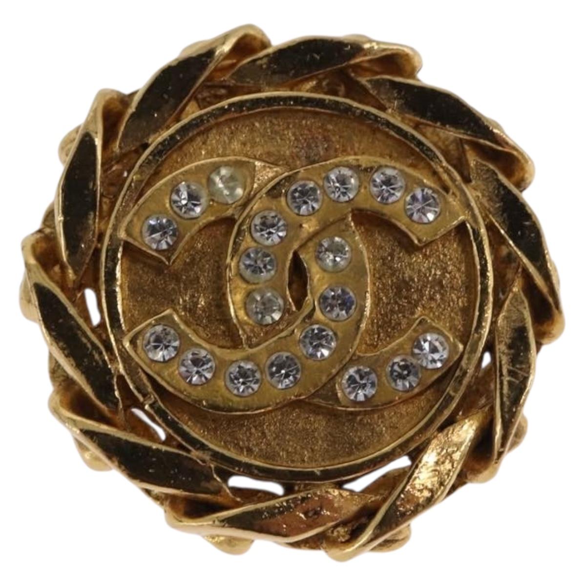 CHANEL Earring Metal Gold Tone CC Auth 197928M