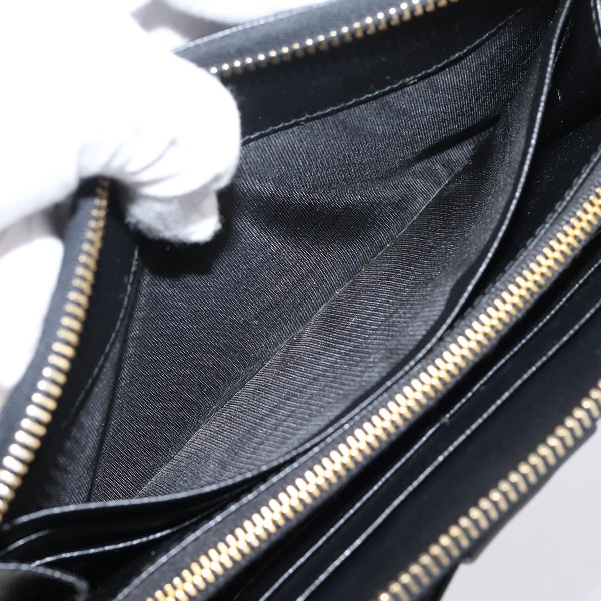 PRADA Long Wallet Saffiano leather Black Gold Auth 197935V