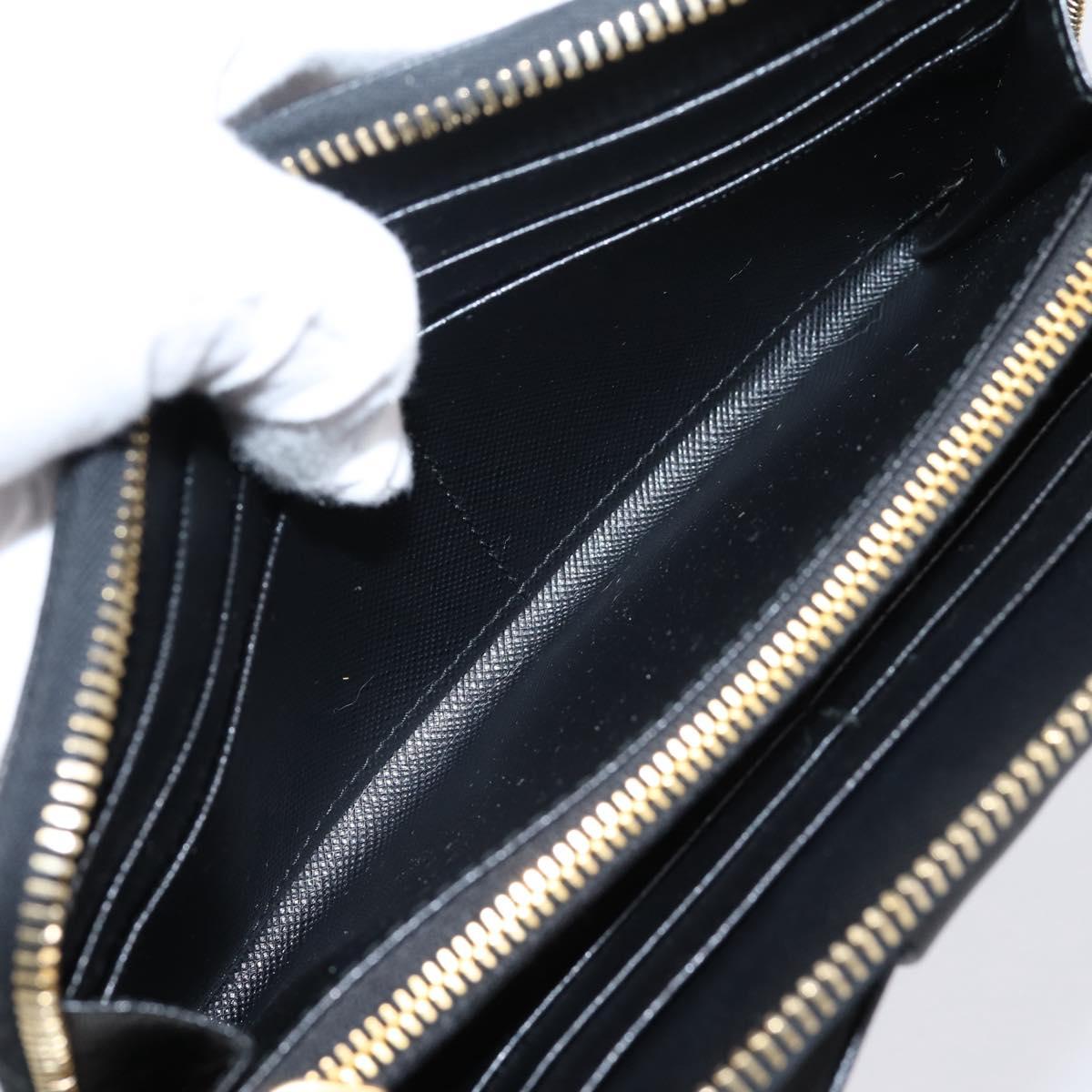 PRADA Long Wallet Saffiano leather Black Gold Auth 197935V