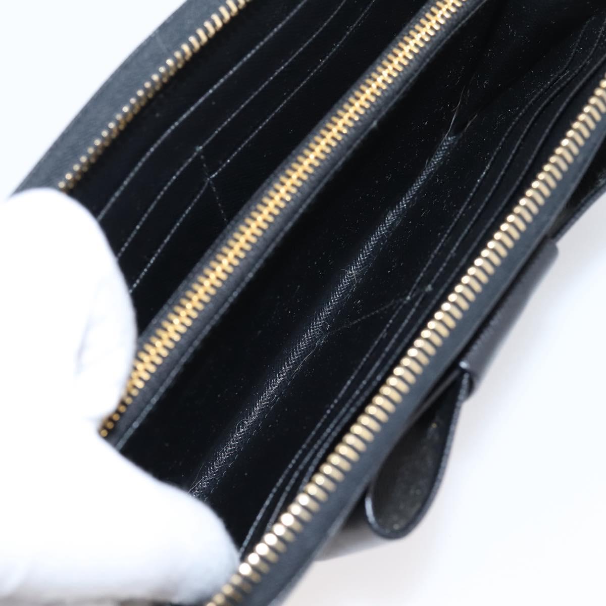 PRADA Long Wallet Saffiano leather Black Gold Auth 197935V