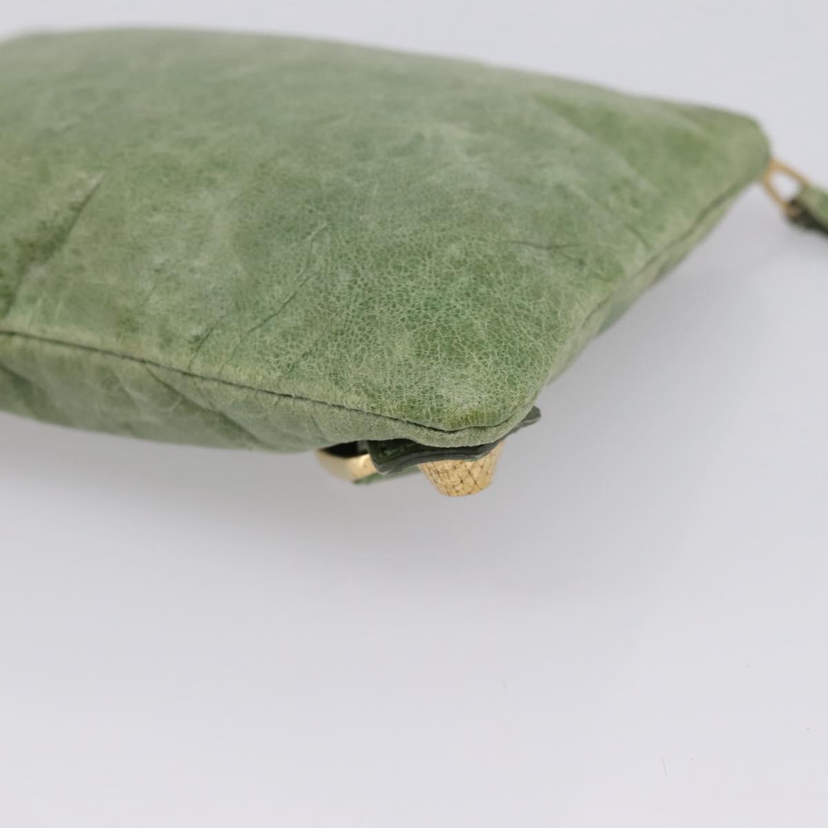 Balenciaga Wallet Leather Green Gold 186191 Auth 197936A