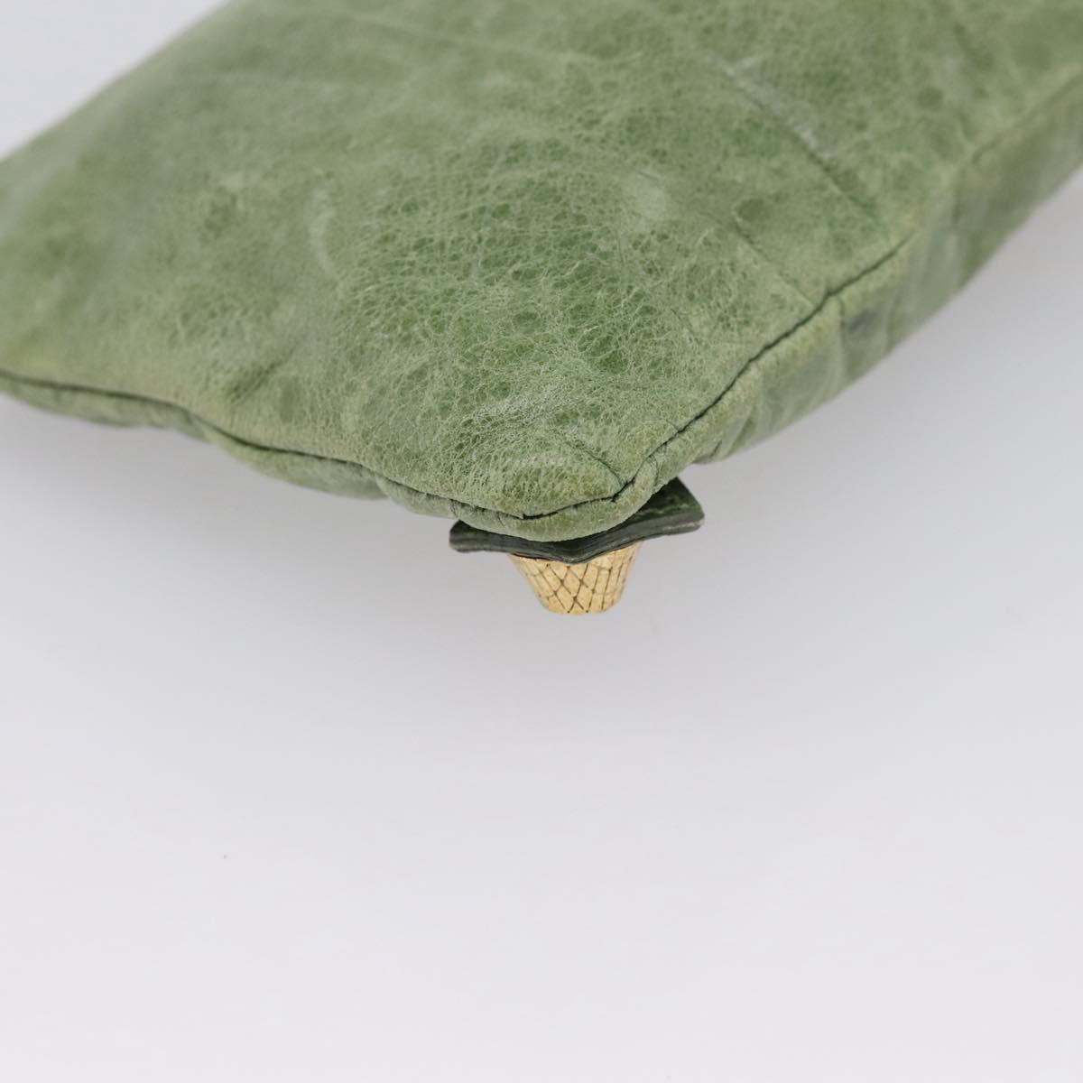 Balenciaga Wallet Leather Green Gold 186191 Auth 197936A