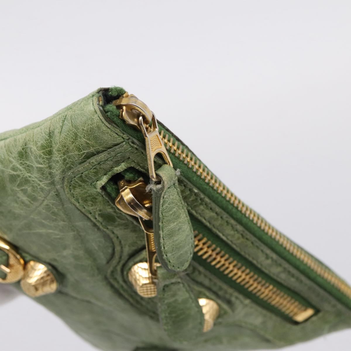 Balenciaga Wallet Leather Green Gold 186191 Auth 197936A