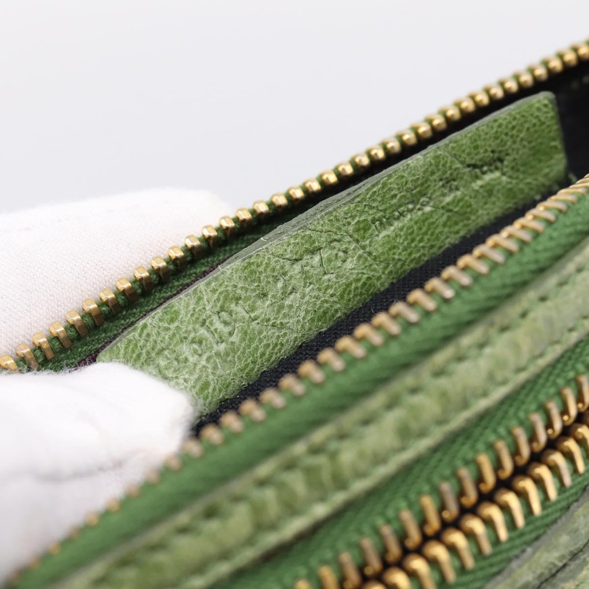Balenciaga Wallet Leather Green Gold 186191 Auth 197936A