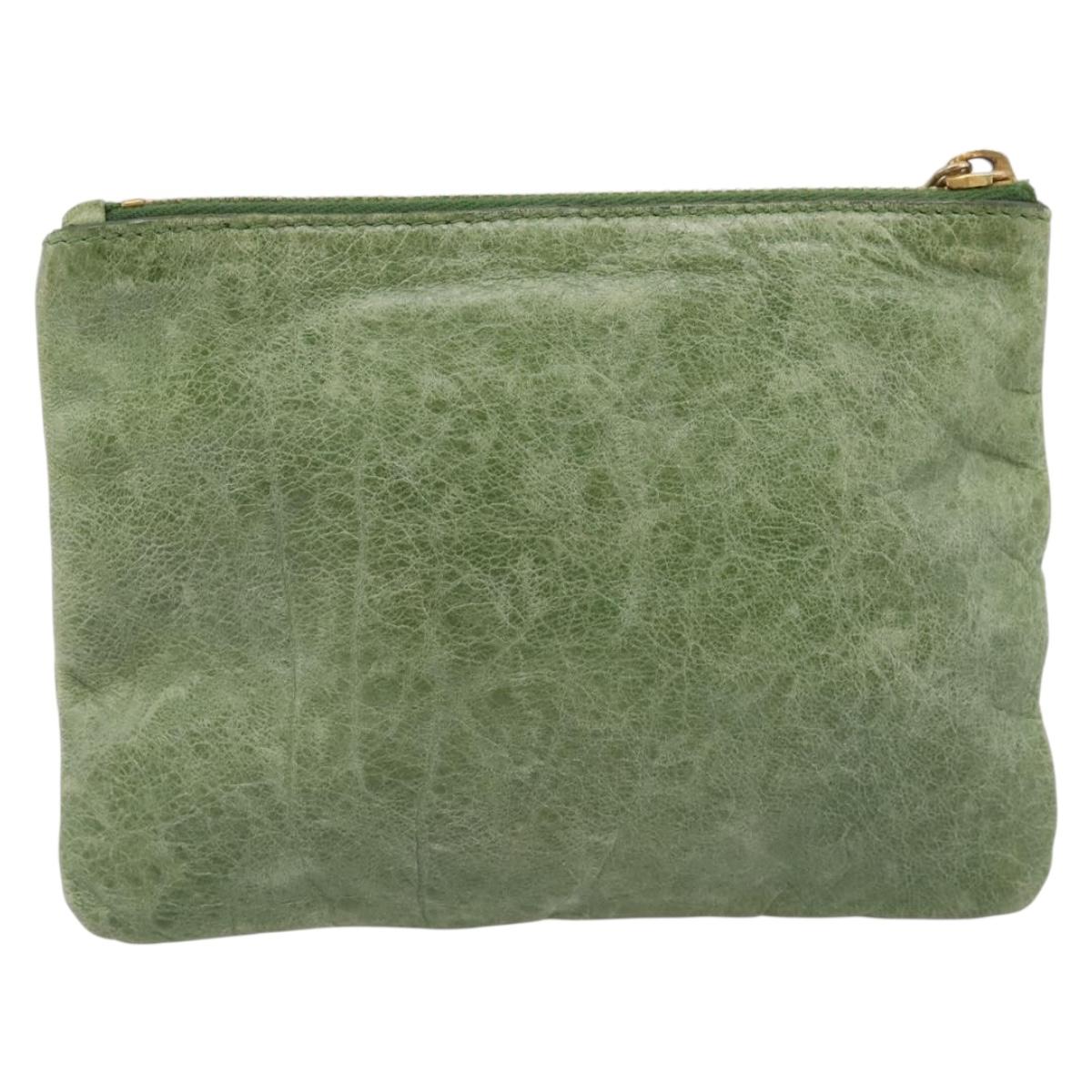Balenciaga Wallet Leather Green Gold 186191 Auth 197936A