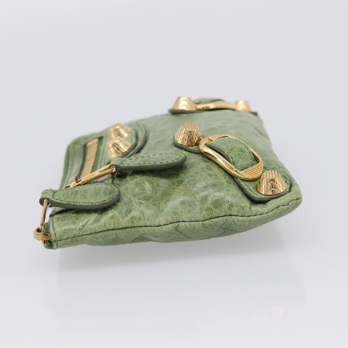 Balenciaga Wallet Leather Green Gold 186191 Auth 197936A