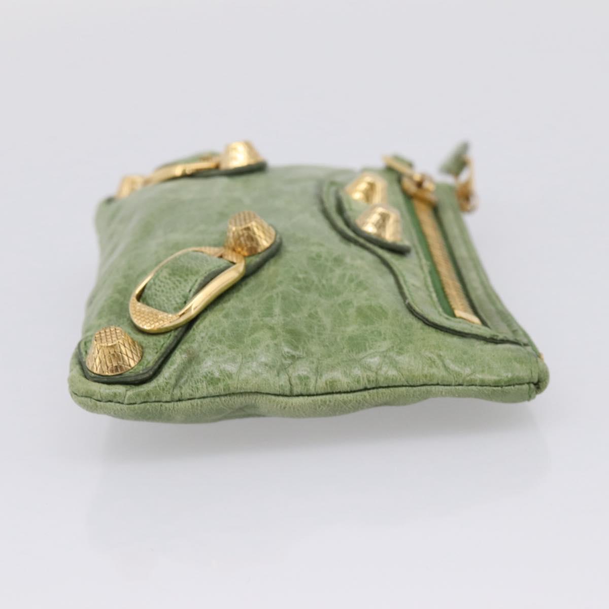 Balenciaga Wallet Leather Green Gold 186191 Auth 197936A