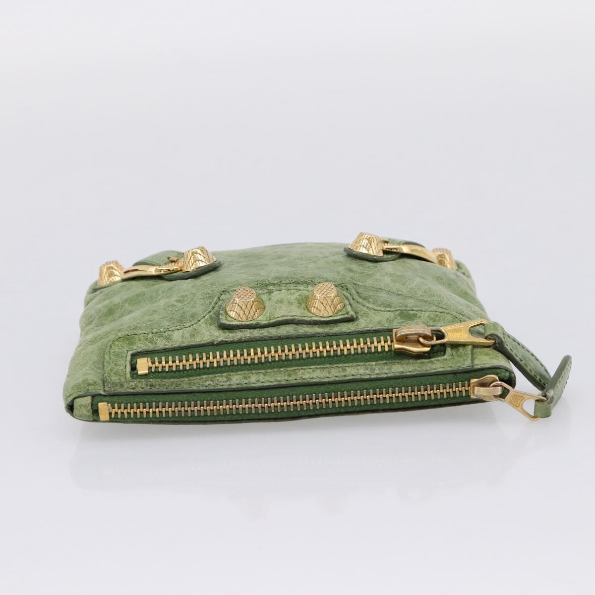 Balenciaga Wallet Leather Green Gold 186191 Auth 197936A