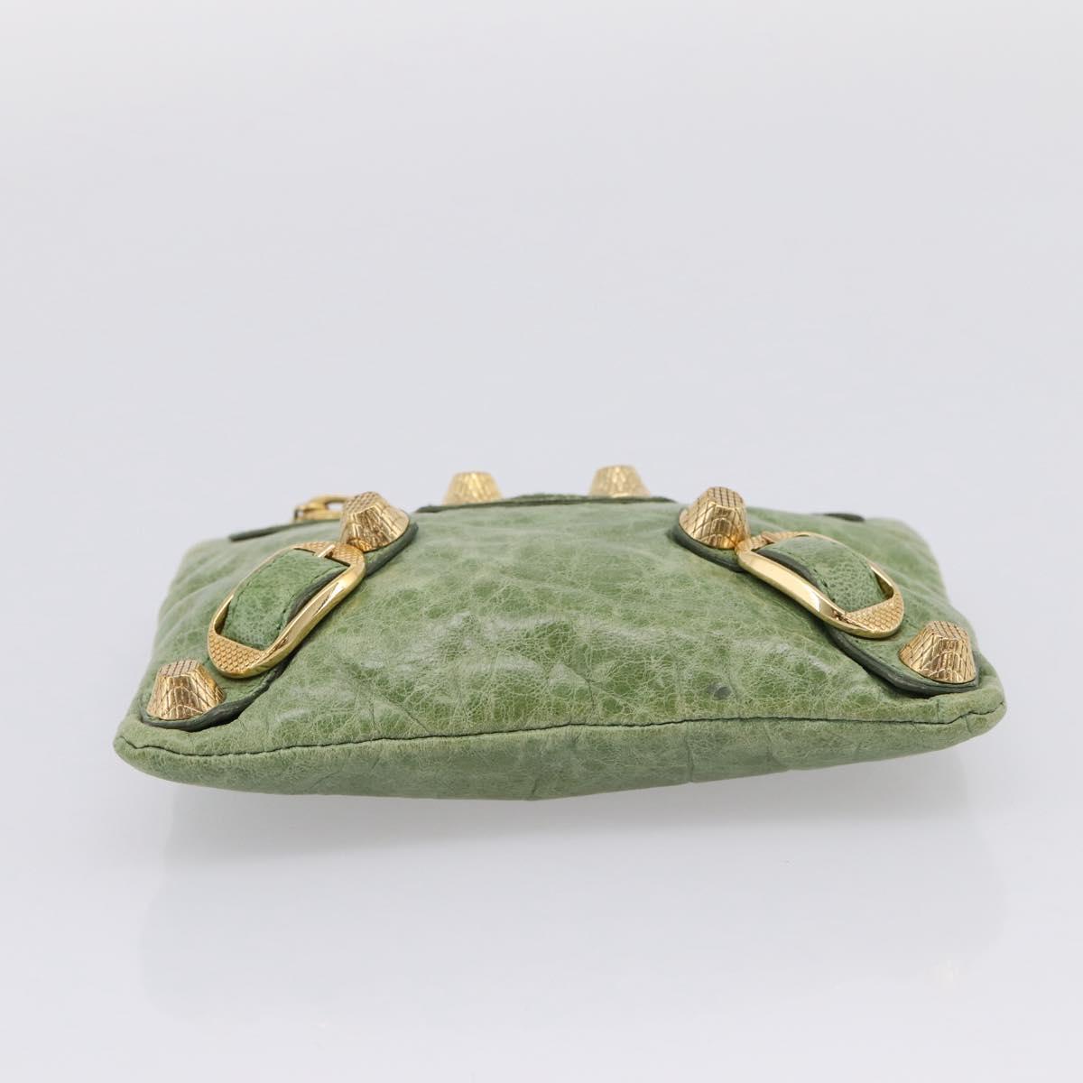 Balenciaga Wallet Leather Green Gold 186191 Auth 197936A