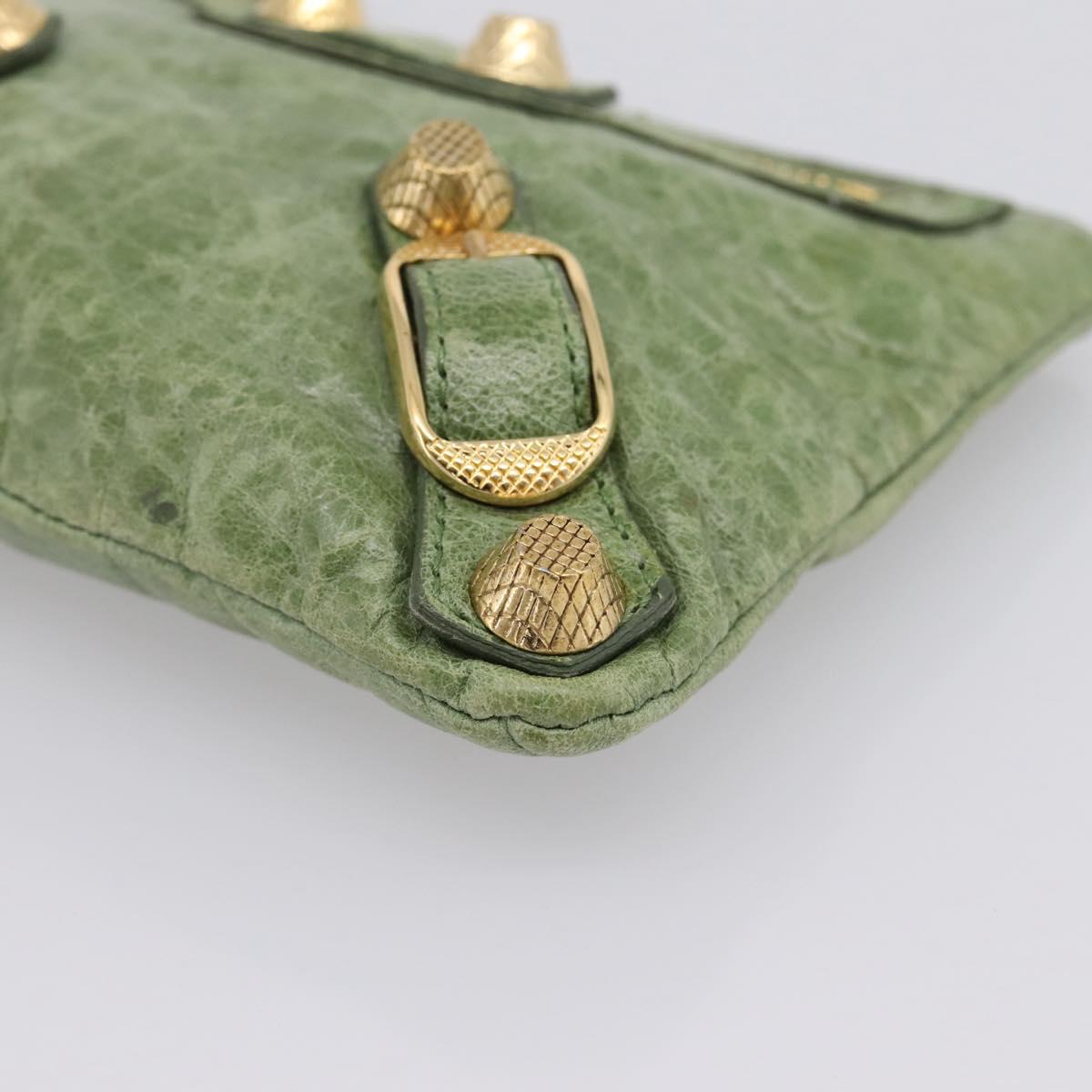 Balenciaga Wallet Leather Green Gold 186191 Auth 197936A