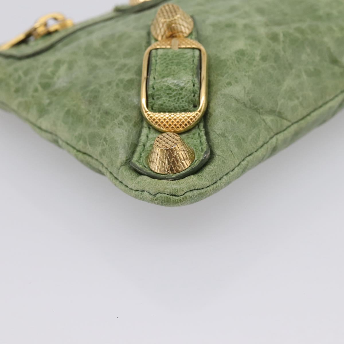 Balenciaga Wallet Leather Green Gold 186191 Auth 197936A