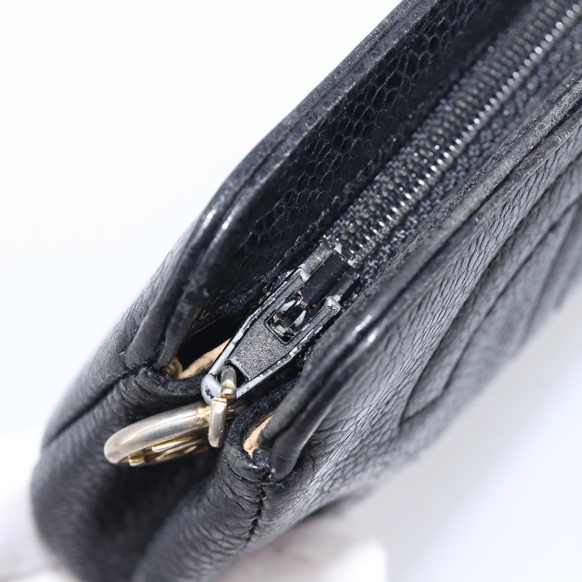 CHANEL COCO Mark Pouch Caviar Skin Black Gold CC Auth 197937